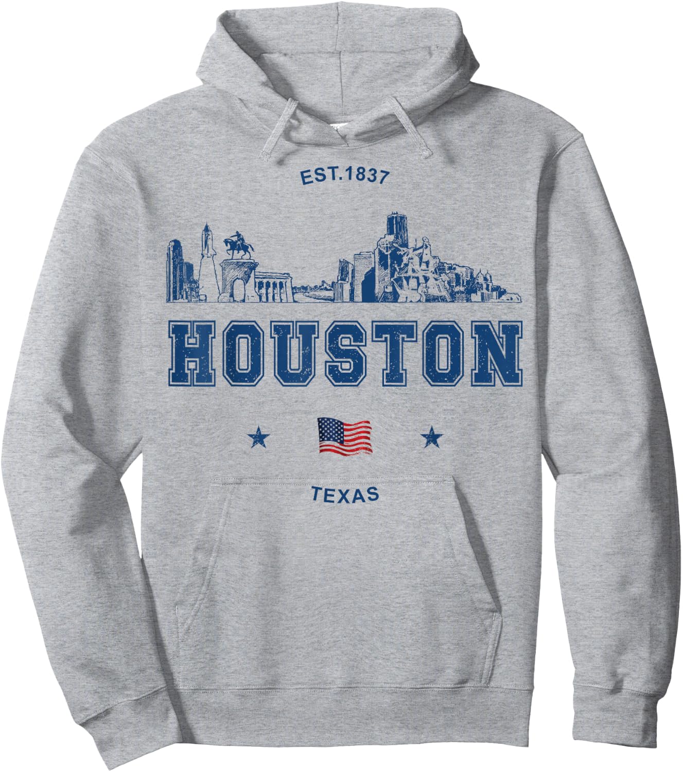 Houston Texas Vintage Skyline Hoodie - Hoodie | Ash
