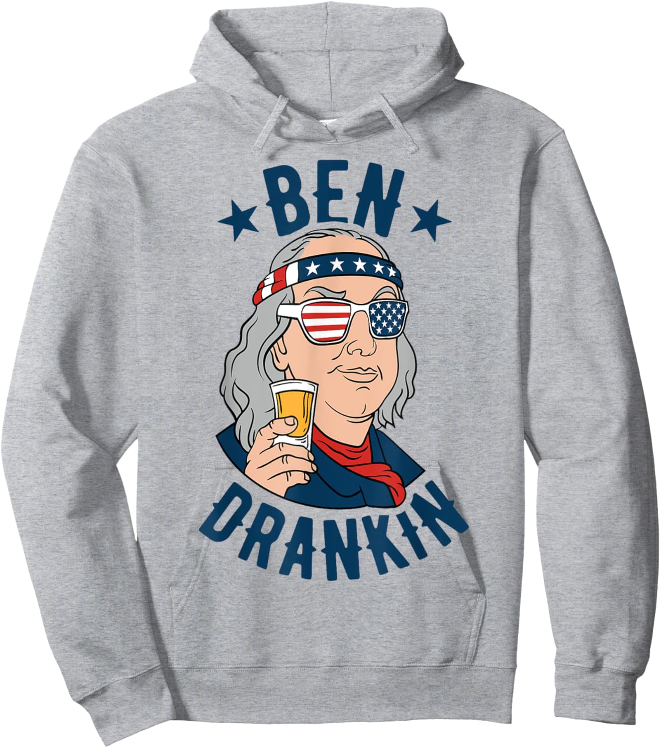 Ben Drankin 4th of July Funny Benjamin Franklin Drinking Women Men Hoodie - Hoodie | Ash