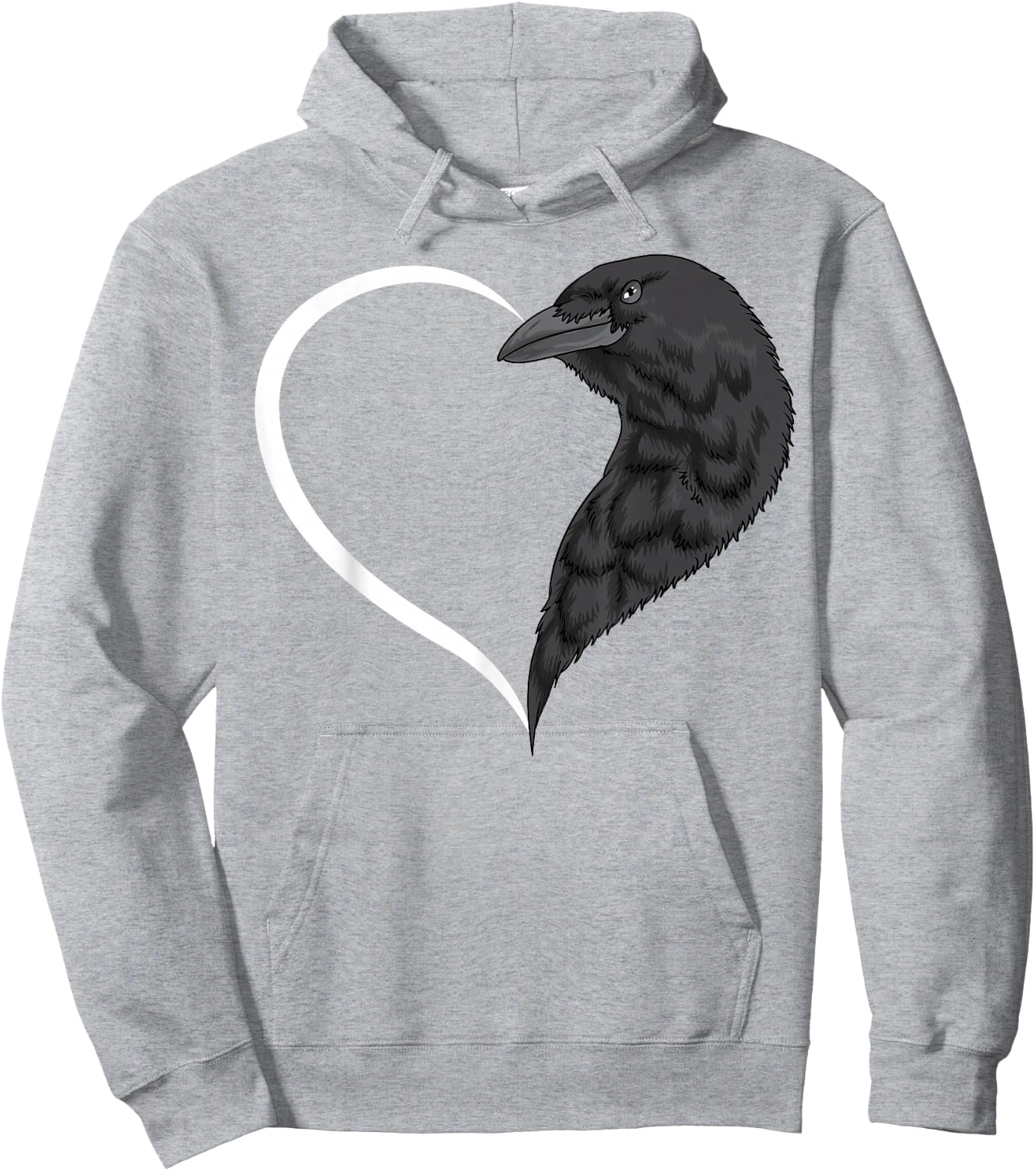 Crow Shirts Girls Kids Heart Cute Crow Hoodie - Hoodie | Ash