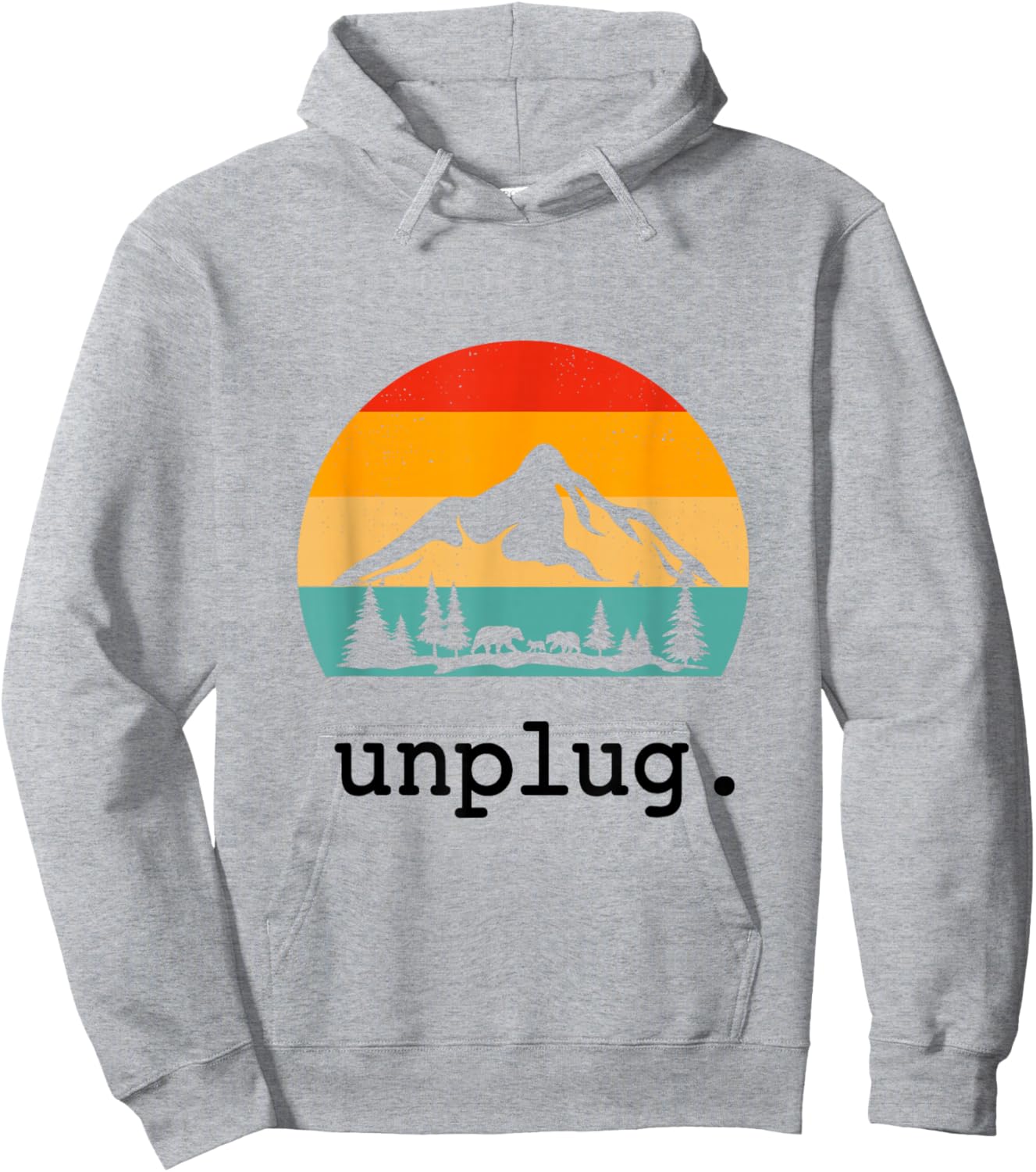 Unplug. Hiking Shirt Retro Nature Summer Vacation Hiker Hoodie - Hoodie | Ash