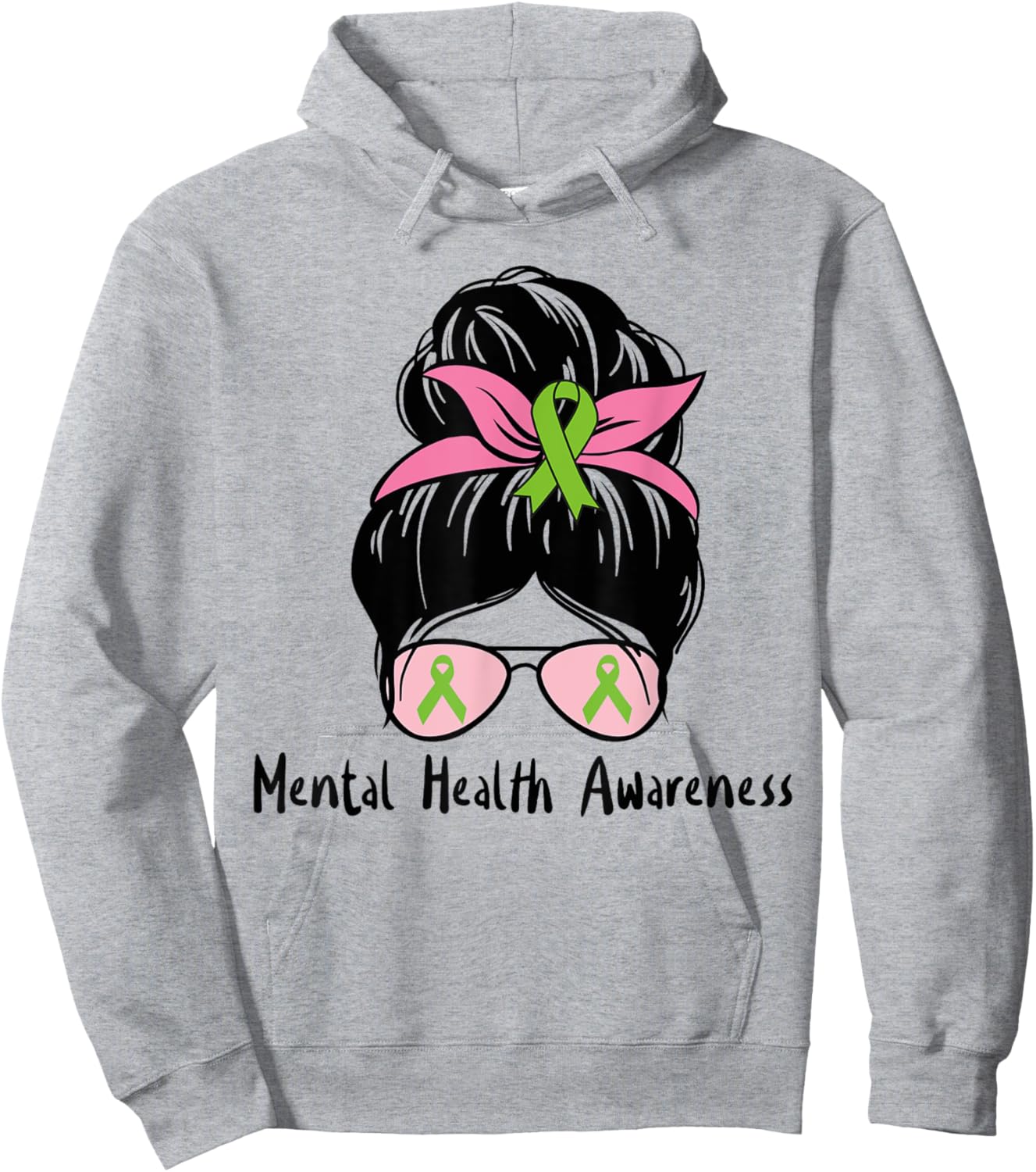 Messy Bun Mental Health Mental Health Awareness Shirt Hoodie - Hoodie | Ash