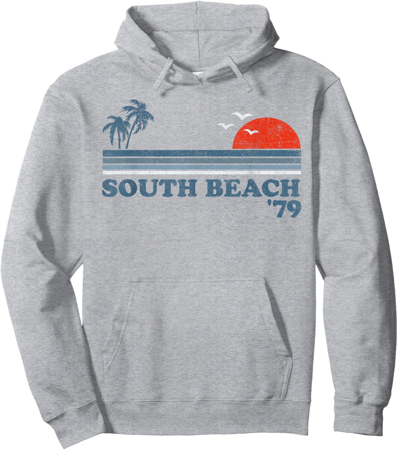 Vintage South Beach Miami Florida Retro Sunset Surf 70s Gift Hoodie - Hoodie | Ash