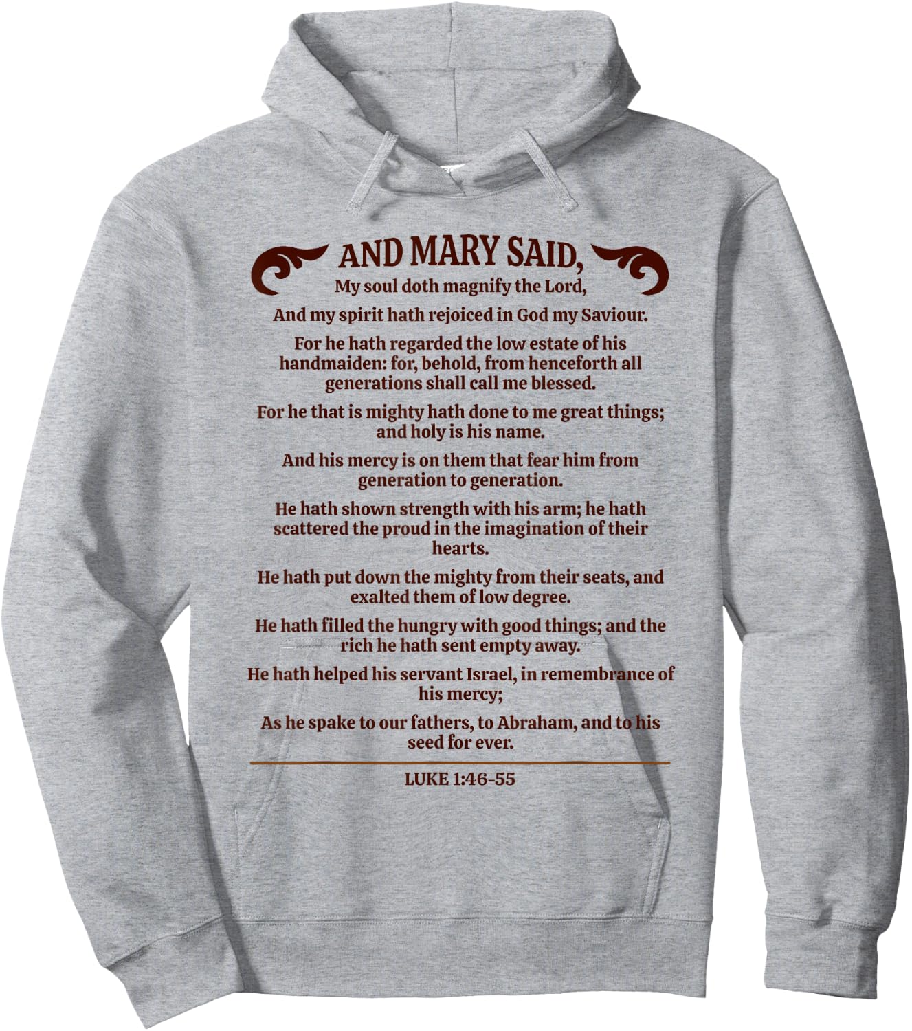 Mary Magnifies The LORD, Bible Verse, Luke 1:46-55, KJV Hoodie - Hoodie | Ash