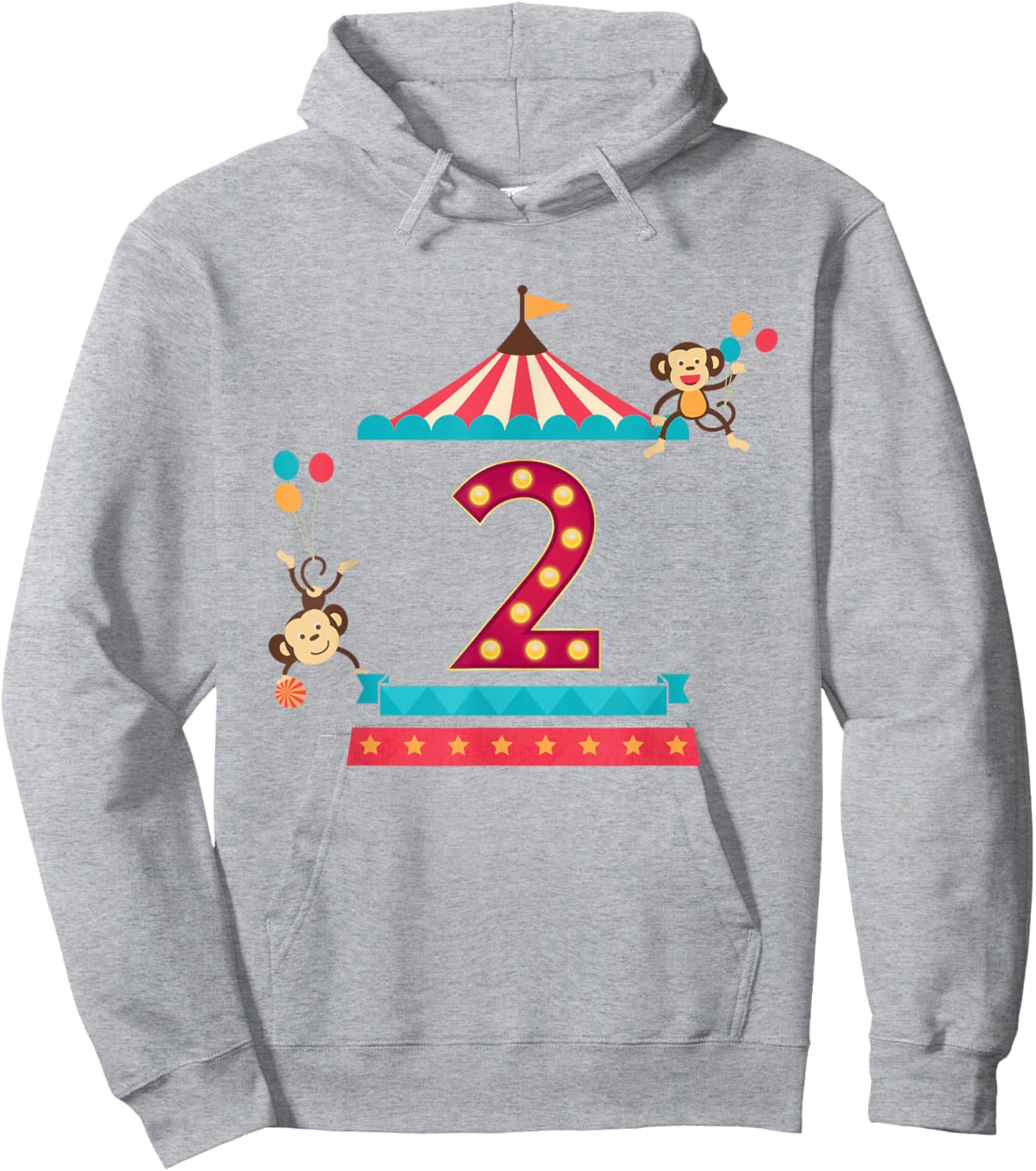 2nd Birthday Circus Top Monkeys 2 Year Old Toddler Carnival Hoodie - Hoodie | Ash
