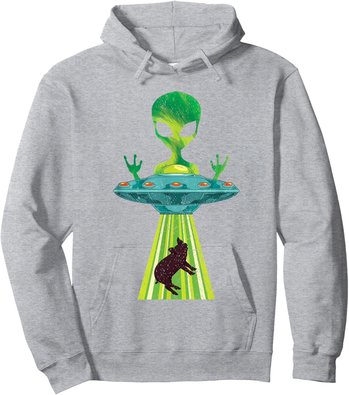 Farm Animal Sci Fi Alien Believer Pig UFO Abduction Alien Hoodie - Hoodie | Ash
