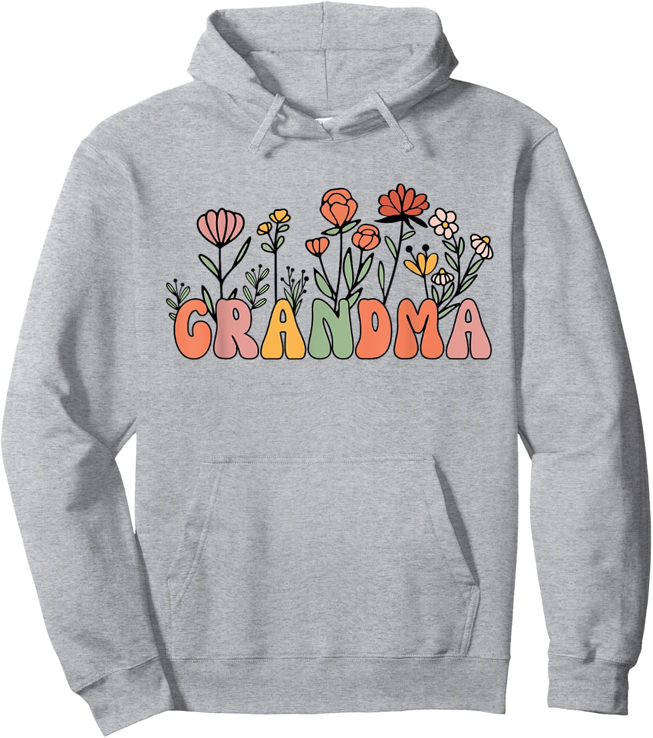 Boho Vintage Retro Groovy Wildflower Grandma Hoodie - Hoodie | Ash