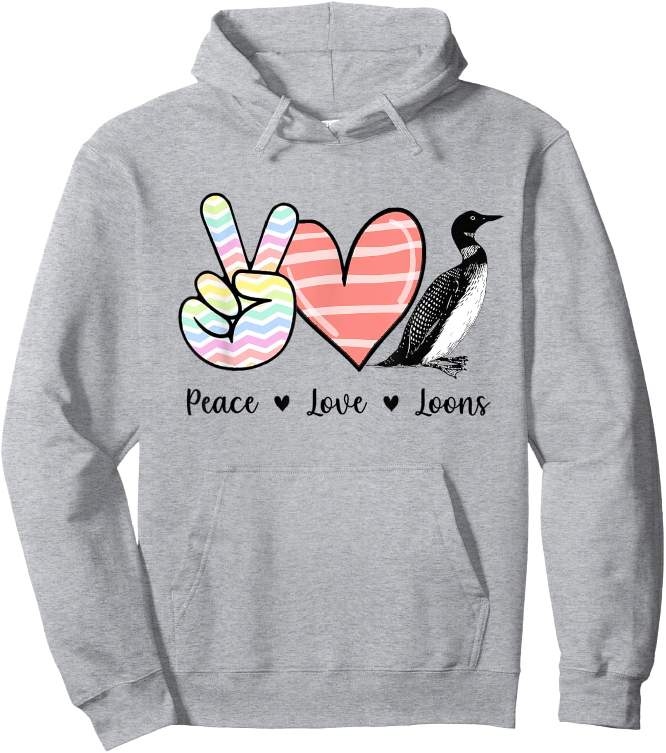 Peace love loons Loon bird Hoodie - Hoodie | Ash