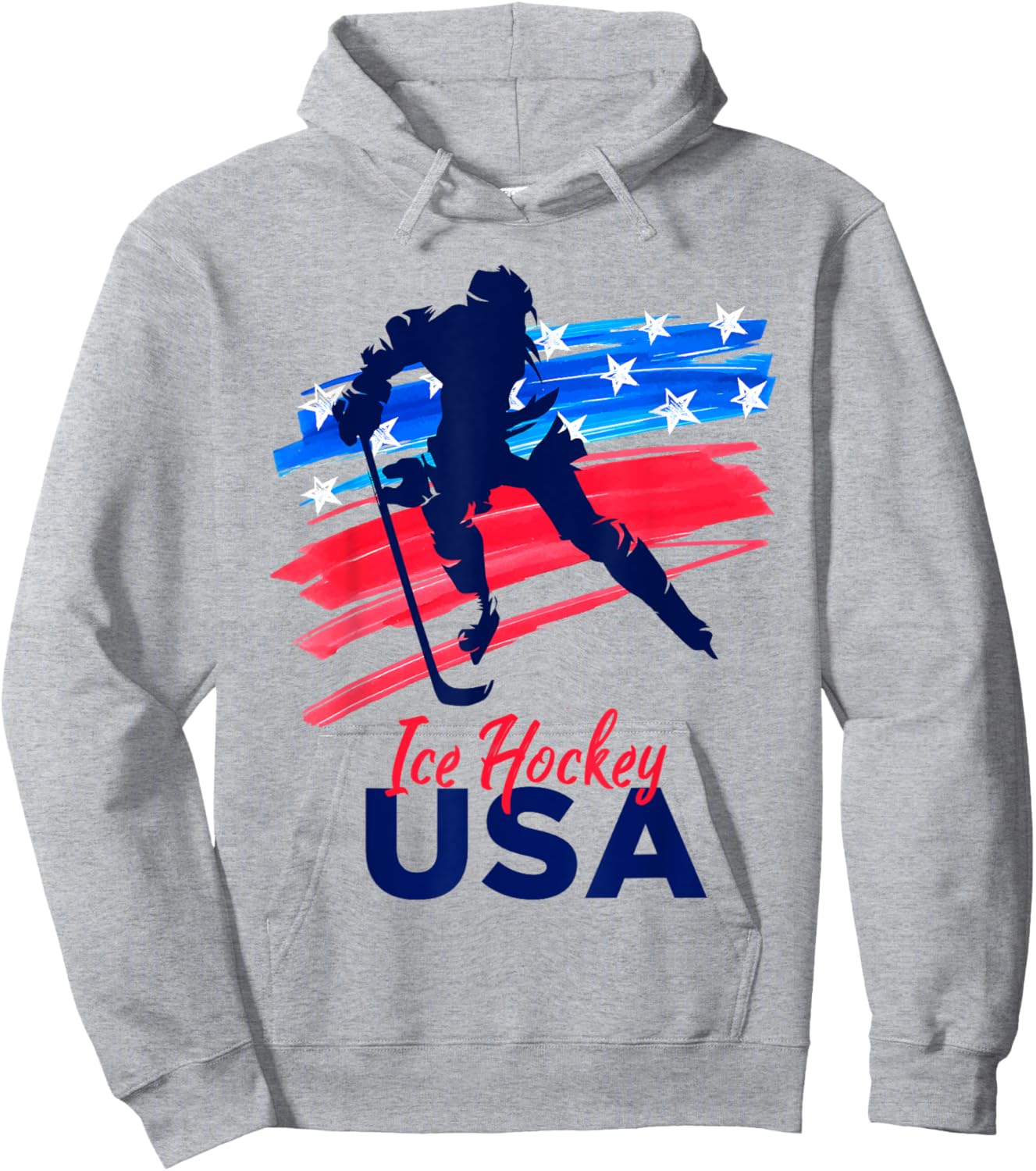 Ice Hockey USA Support the Team USA Flag Hockey Lover Hoodie - Hoodie | Ash