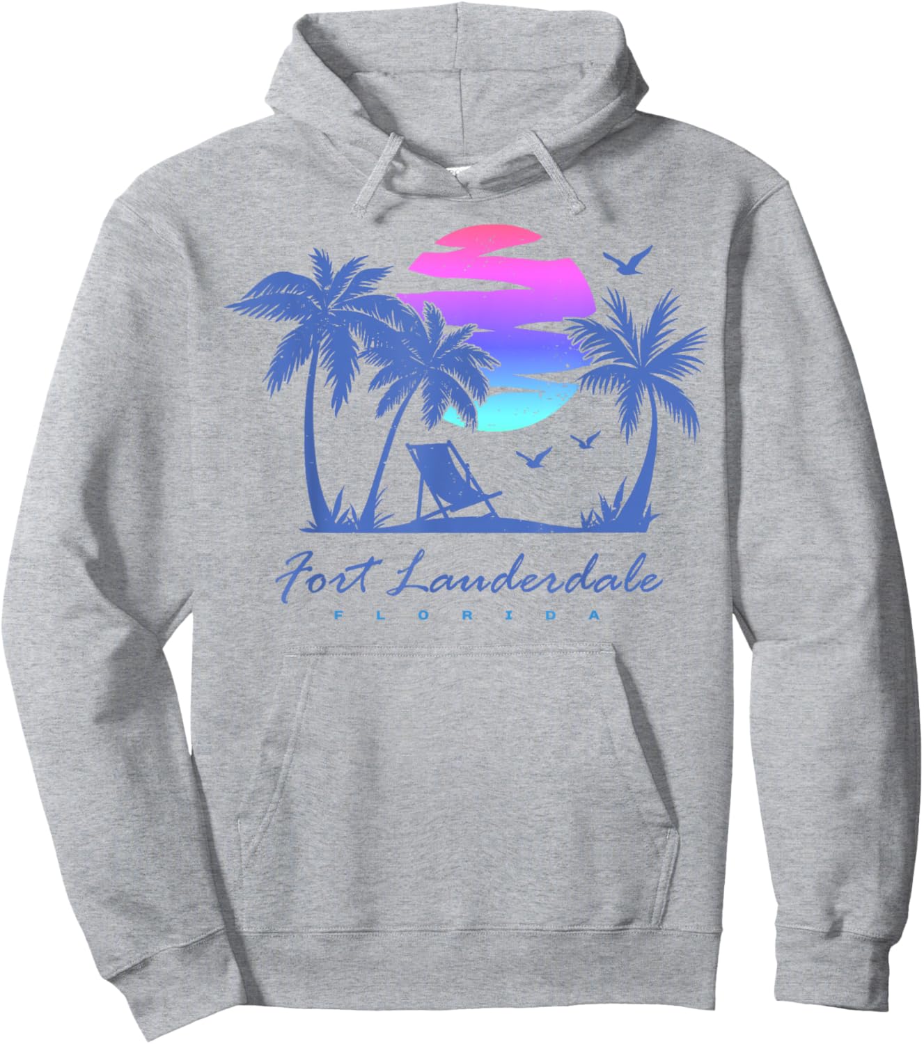 FORT LAUDERDALE FLORIDA Beach Vacation Retro Vintage Sunset Men Women Girls Kids Hoodie - Hoodie | Ash