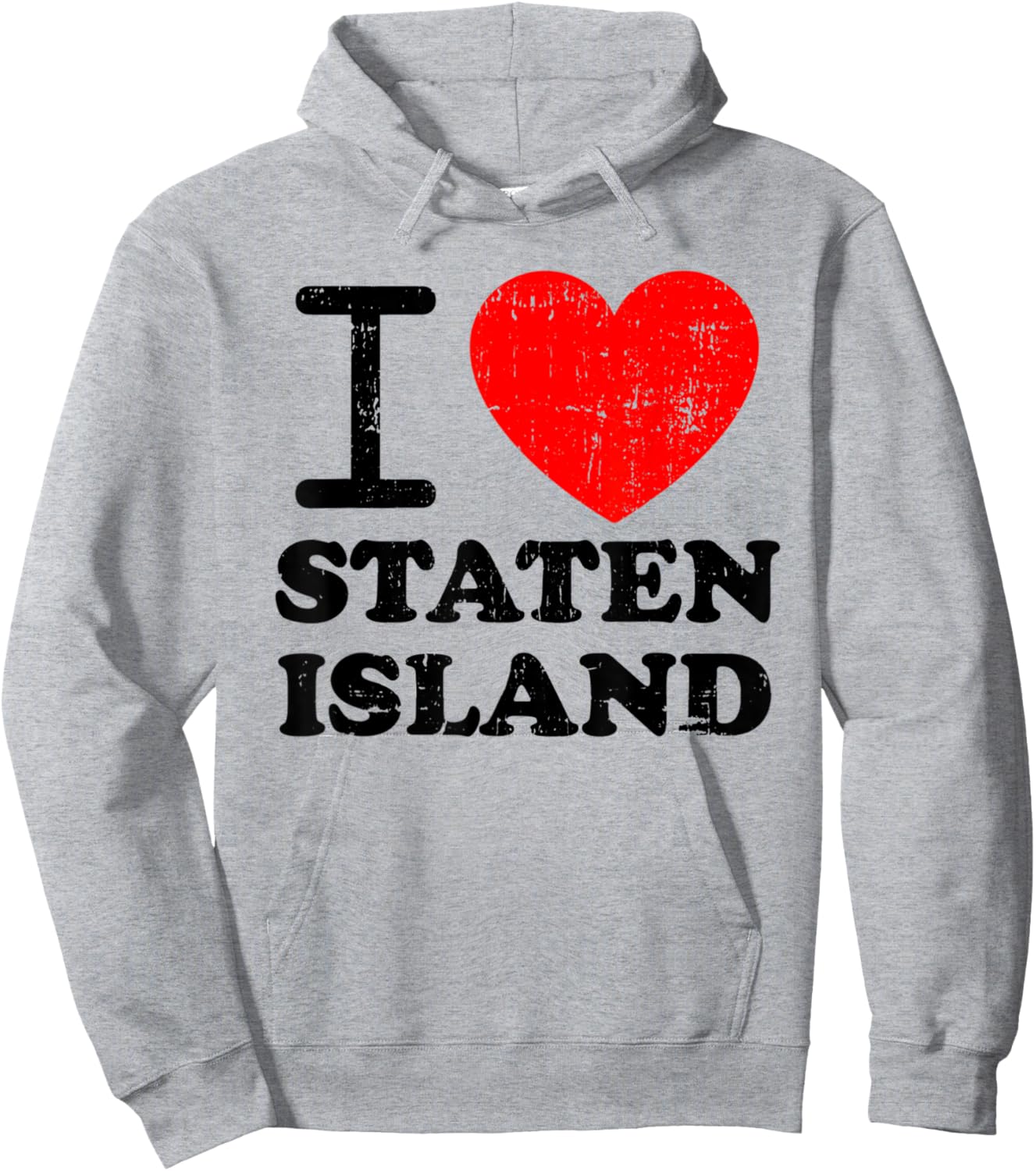 I Love Staten Island Red Heart Hoodie - Hoodie | Ash