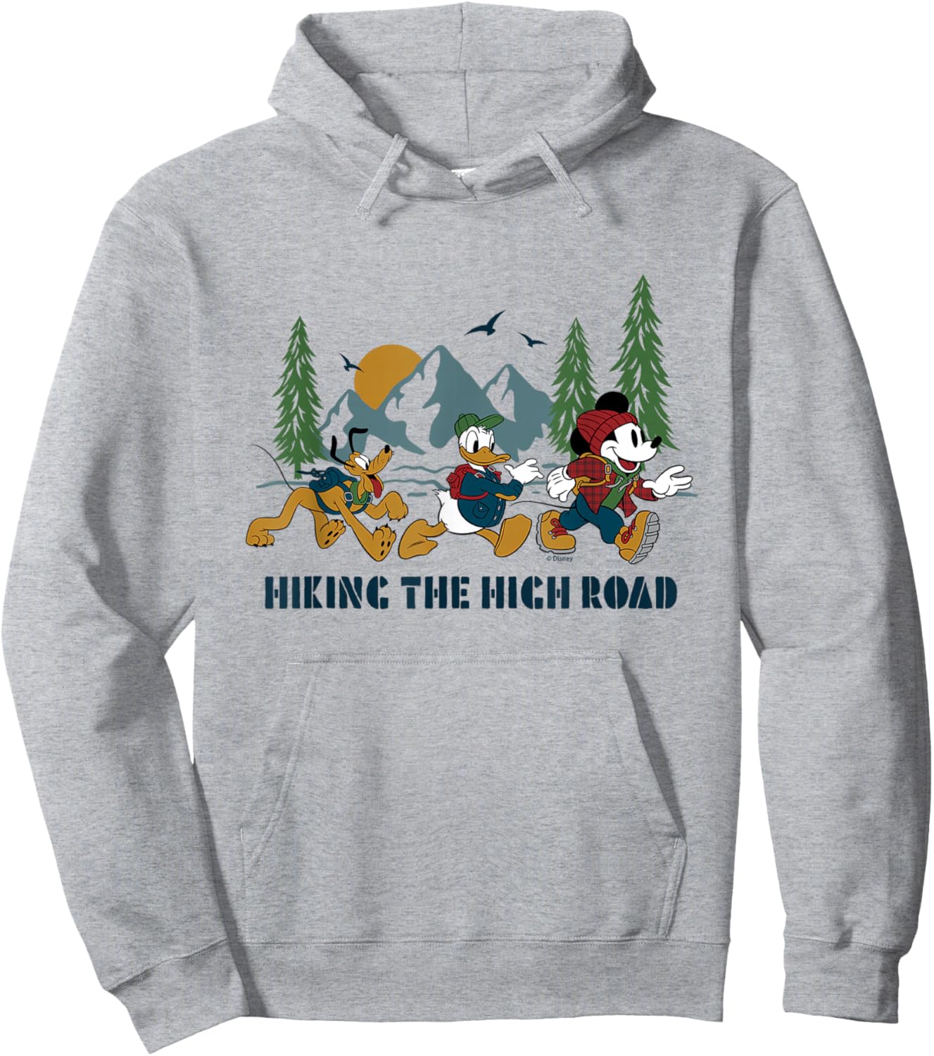 Mickey, Donald Duck, Pluto - Hiking The High Road Hoodie - Hoodie | Ash
