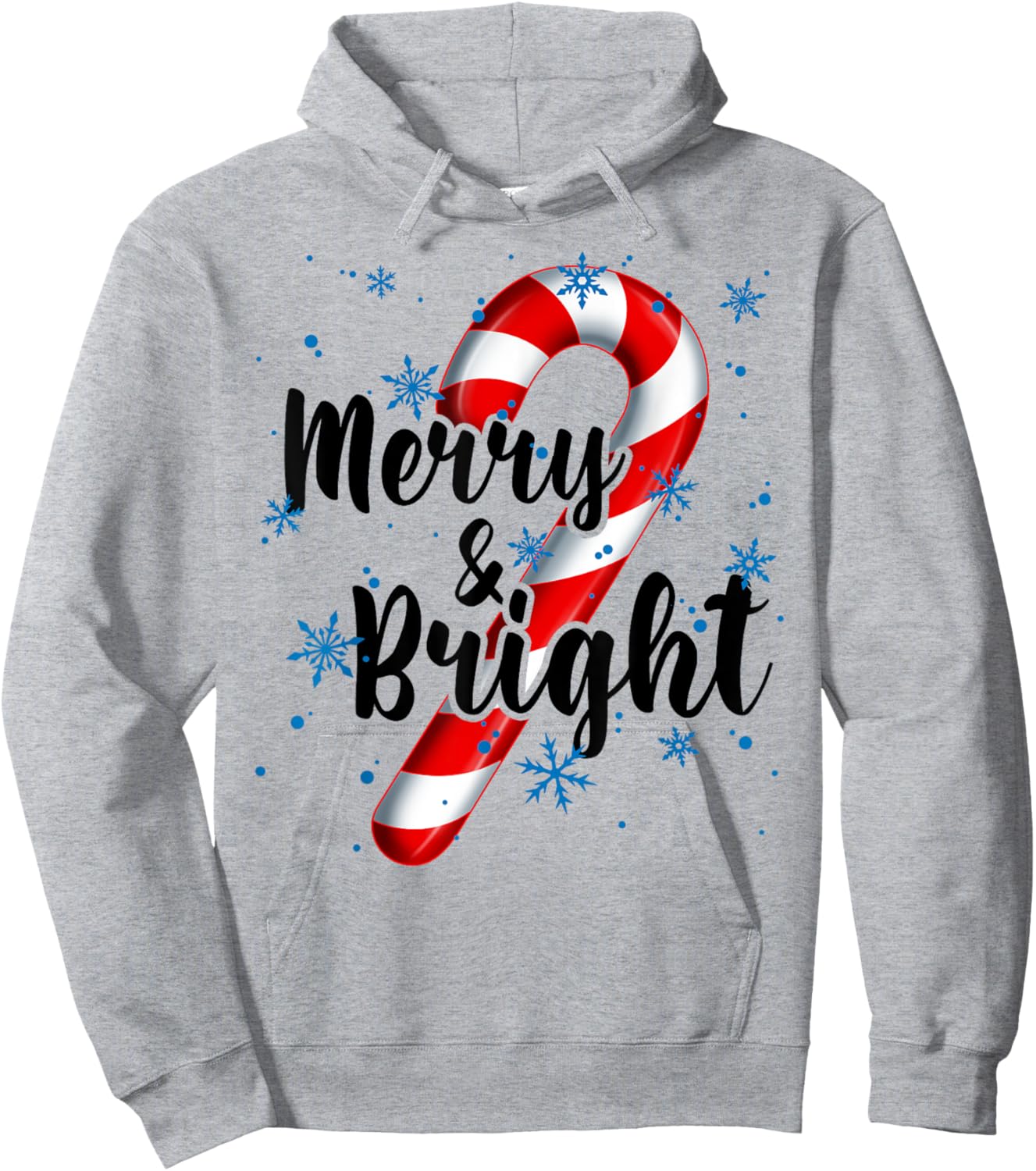 Candy Cane Merry and Bright Red and White Candy Snowflakes Hoodie - Hoodie | Ash