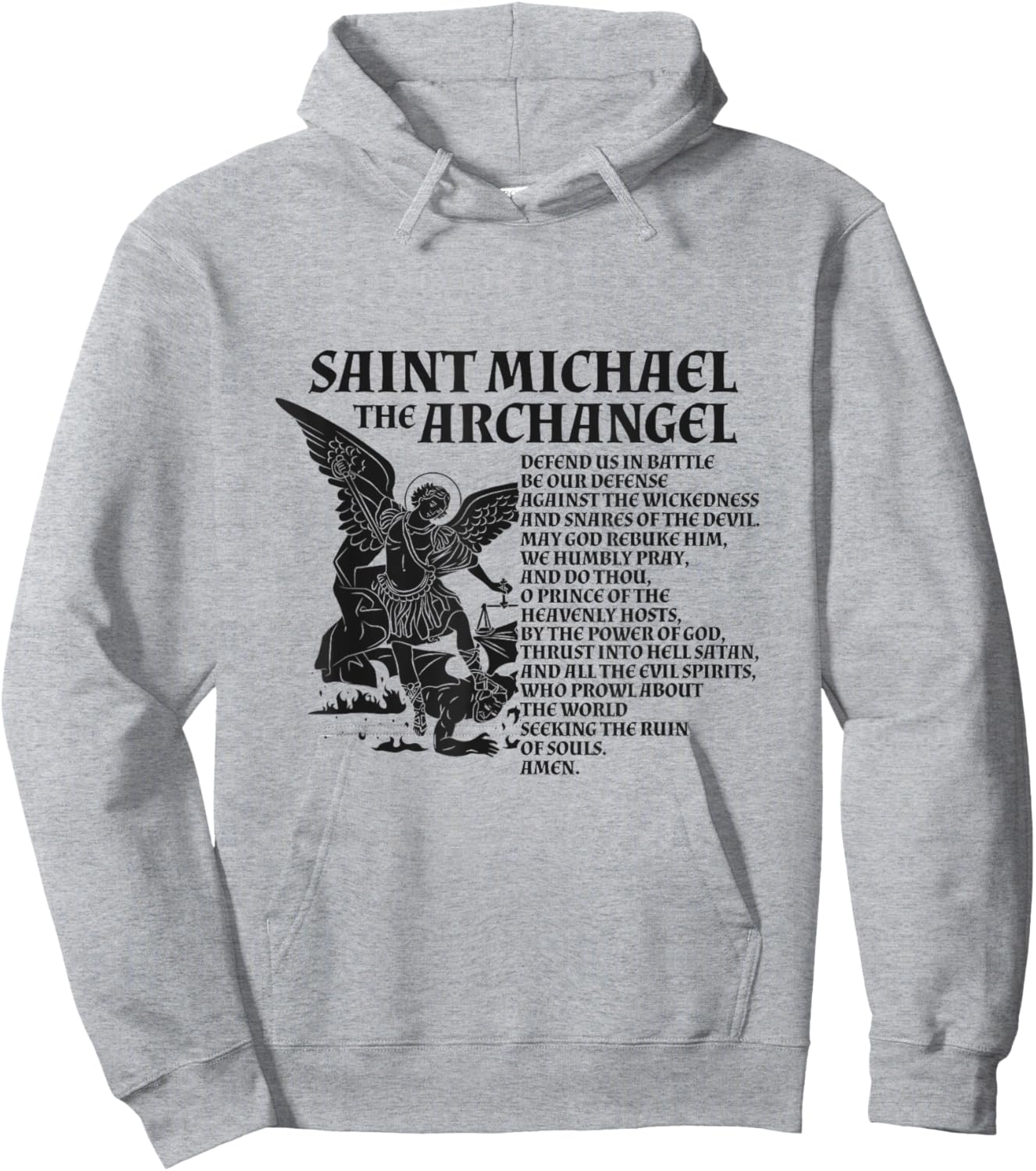 St Michael The Archangel Prayer Hoodie - Hoodie | Ash