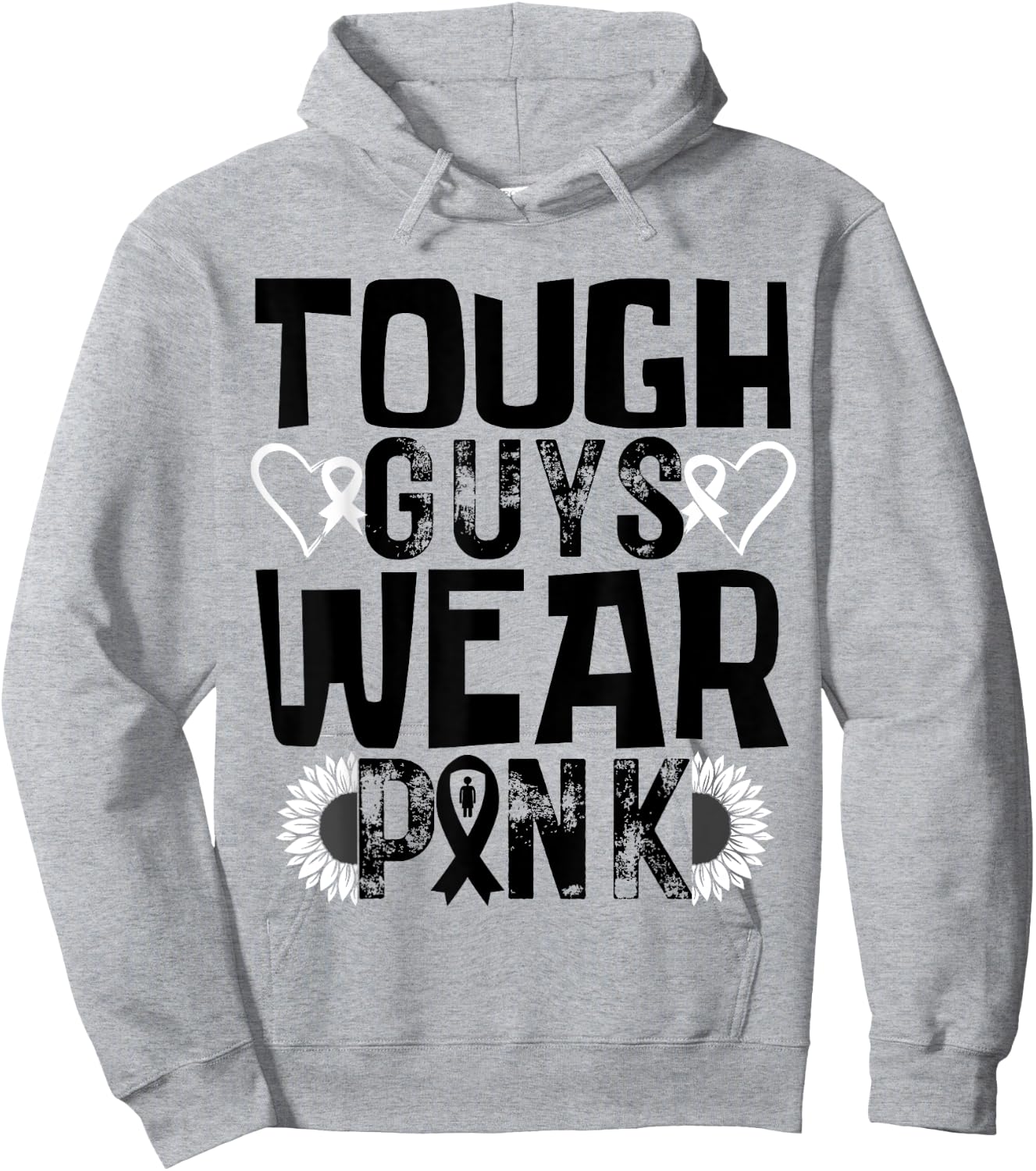 Tough Guys Wear Pink Breast Cancer Awareness Men Boys Pink Hoodie - Hoodie | Ash
