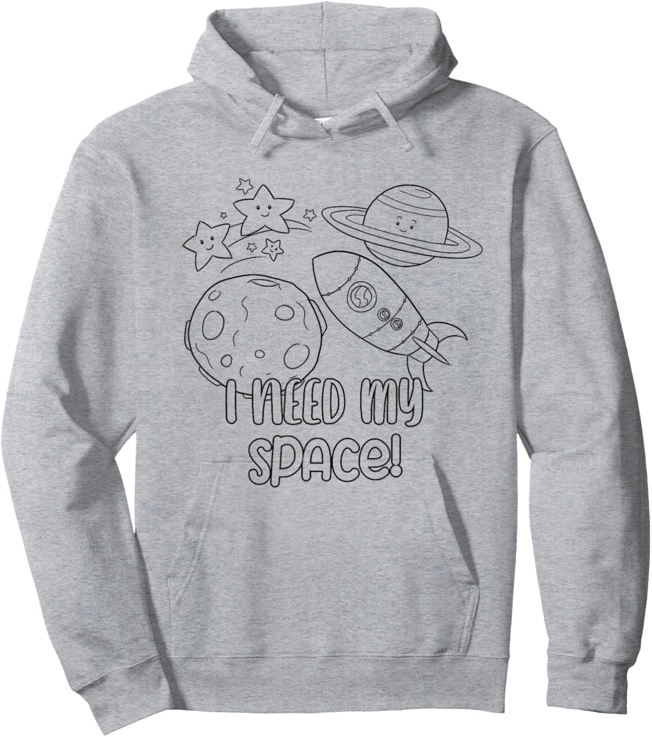 Space Craft Coloring I Need My Color Your own for Kids Hoodie - Hoodie | Ash