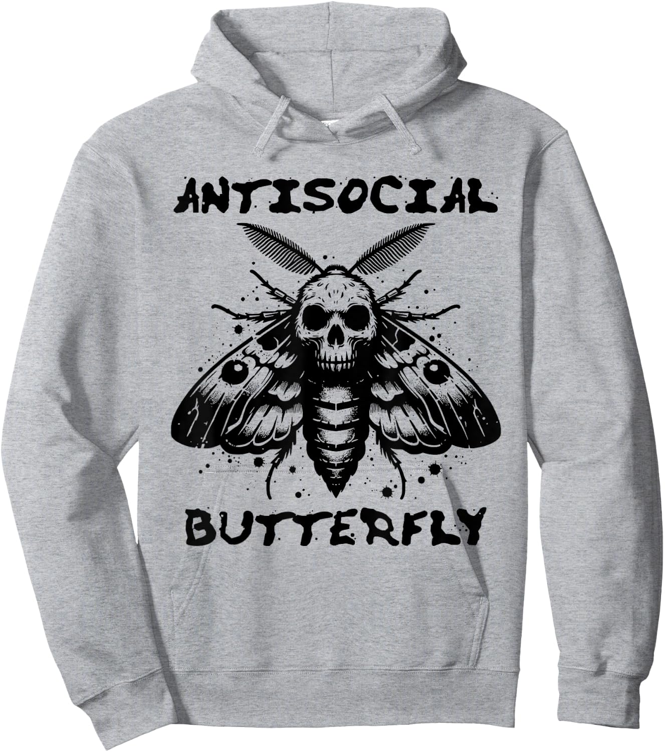 Antisocial Butterfly, Funny with a death head moth Hoodie - Hoodie | Ash