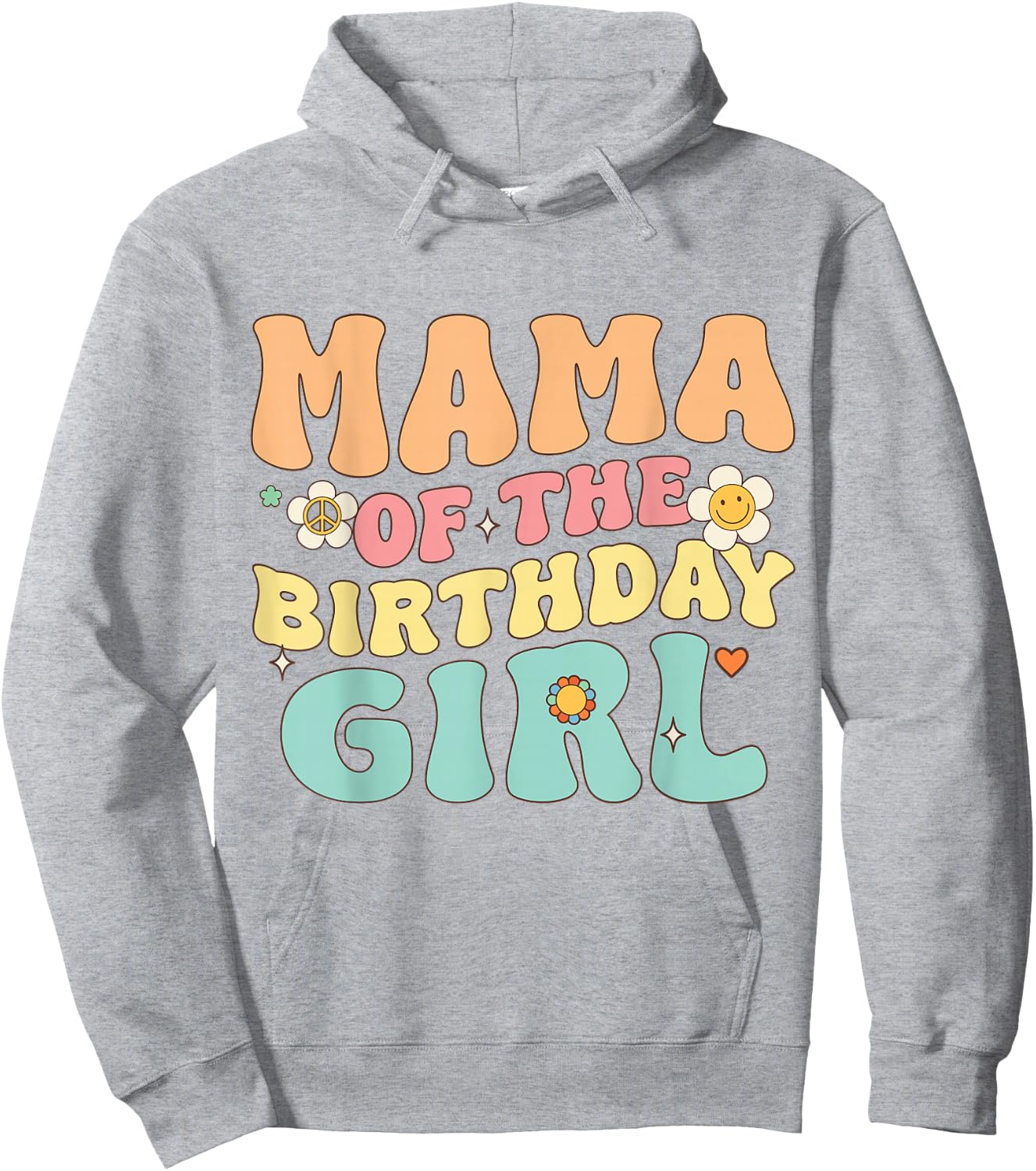 Mama of The Birthday Girl Retro Groovy Themed Aesthetic Hoodie - Hoodie | Ash