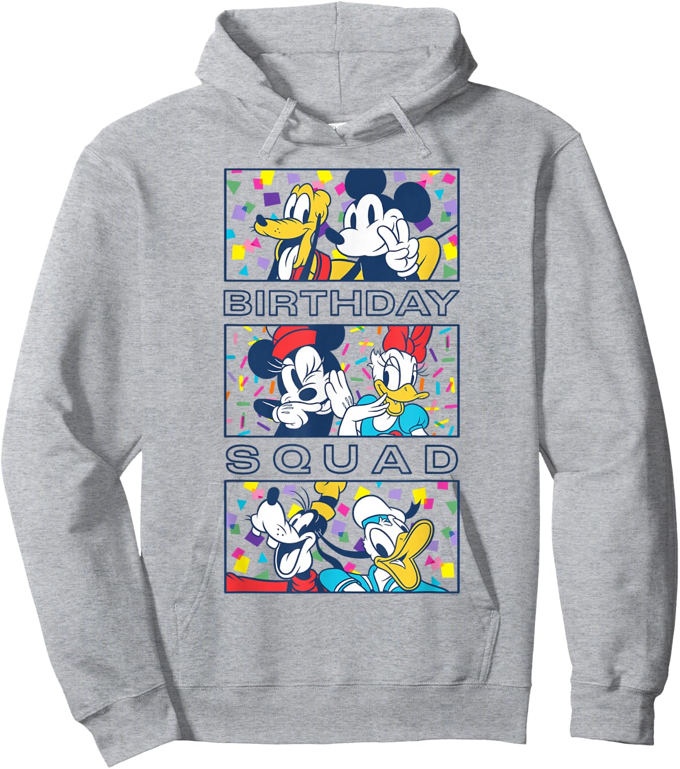 Disney Mickey Mouse and Friends Confetti Crew Birthday Squad Hoodie - Hoodie | Ash