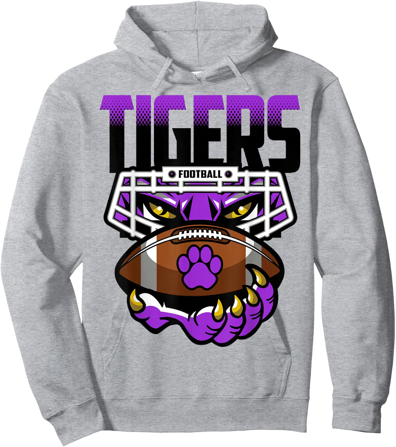 Tigers Football Tiger Pride School Spirit Purple Tigers Hoodie - Hoodie | Ash