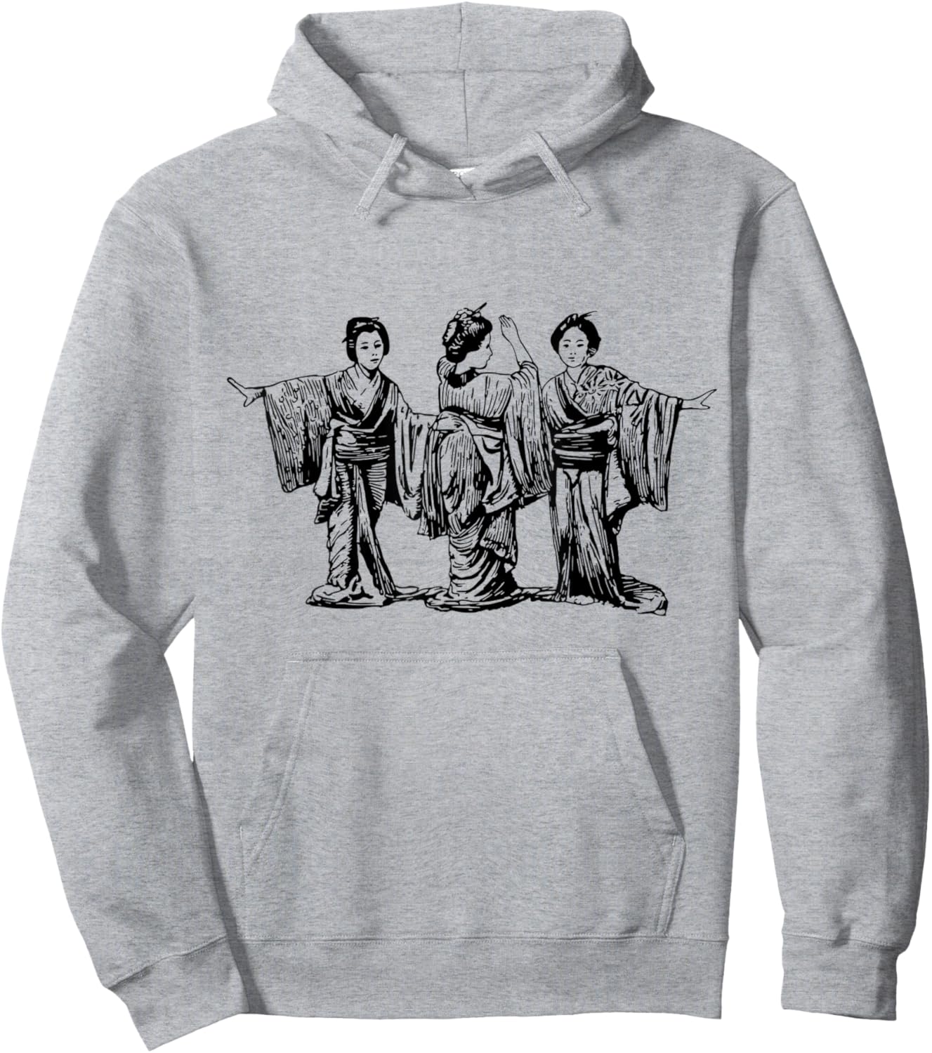 Antique Illustration Of 3 Japanese Geishas Timeless Elegance Hoodie - Hoodie | Ash