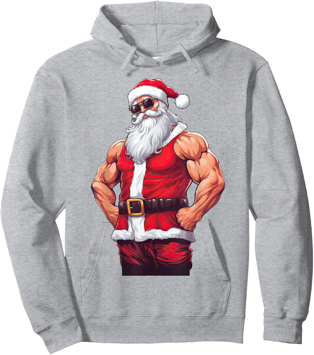 Muscular Santa Claus Bodybuilding Fitness Gym Christmas Xmas Hoodie - Hoodie | Ash