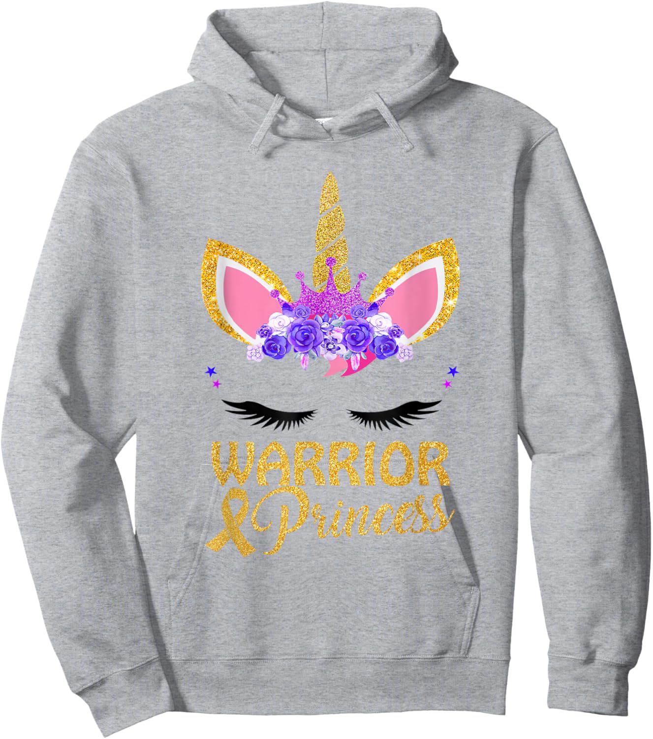 Childhood Cancer Awareness Unicorn Warrior Princess Hoodie - Hoodie | Ash