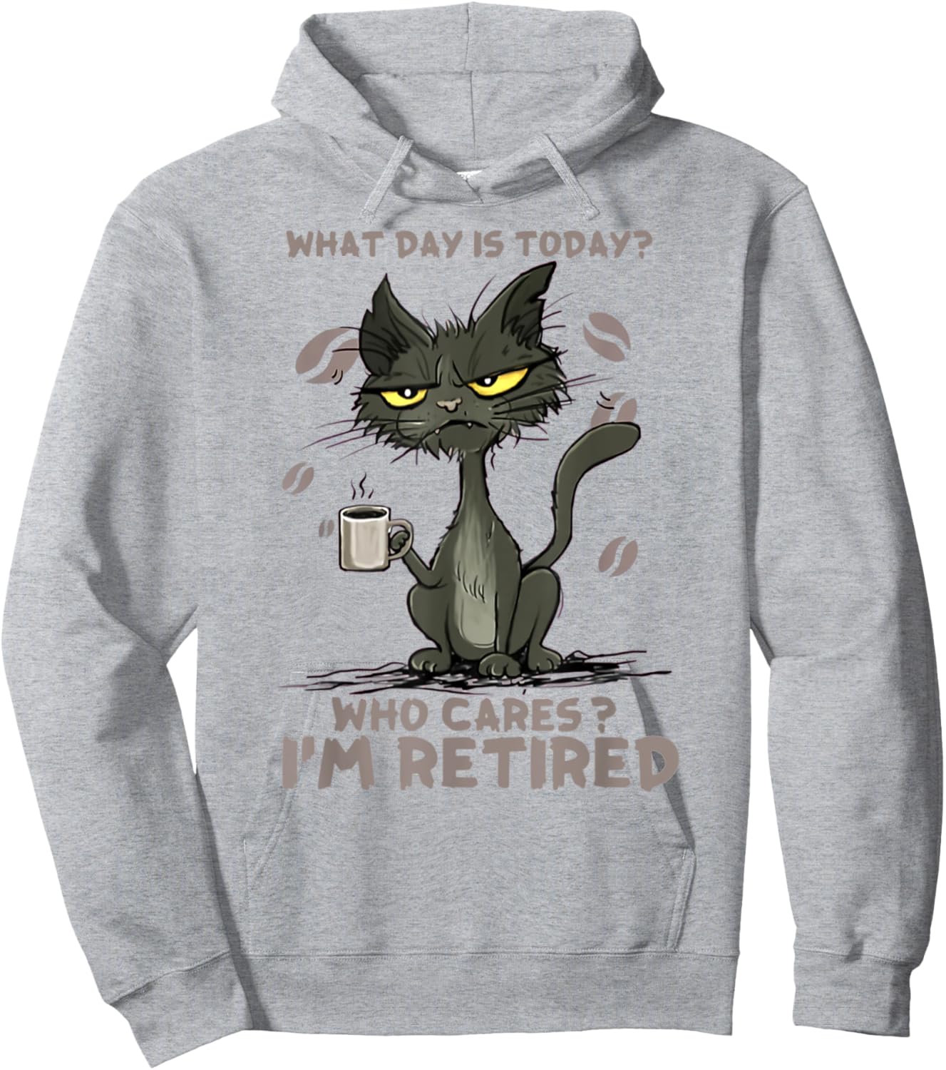 Cat What Day Is Today Who Cares I‘m Retired Men Women Hoodie - Hoodie | Ash