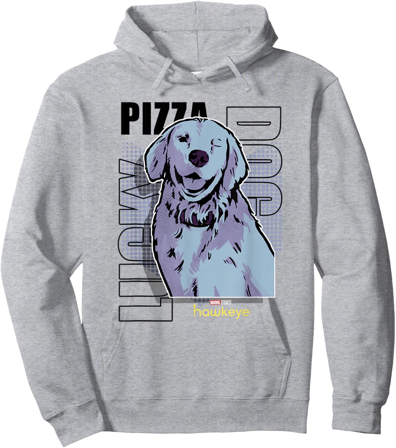 Marvel Hawkeye Disney Plus Lucky Pizza Dog Line Art Poster Hoodie - Hoodie | Ash
