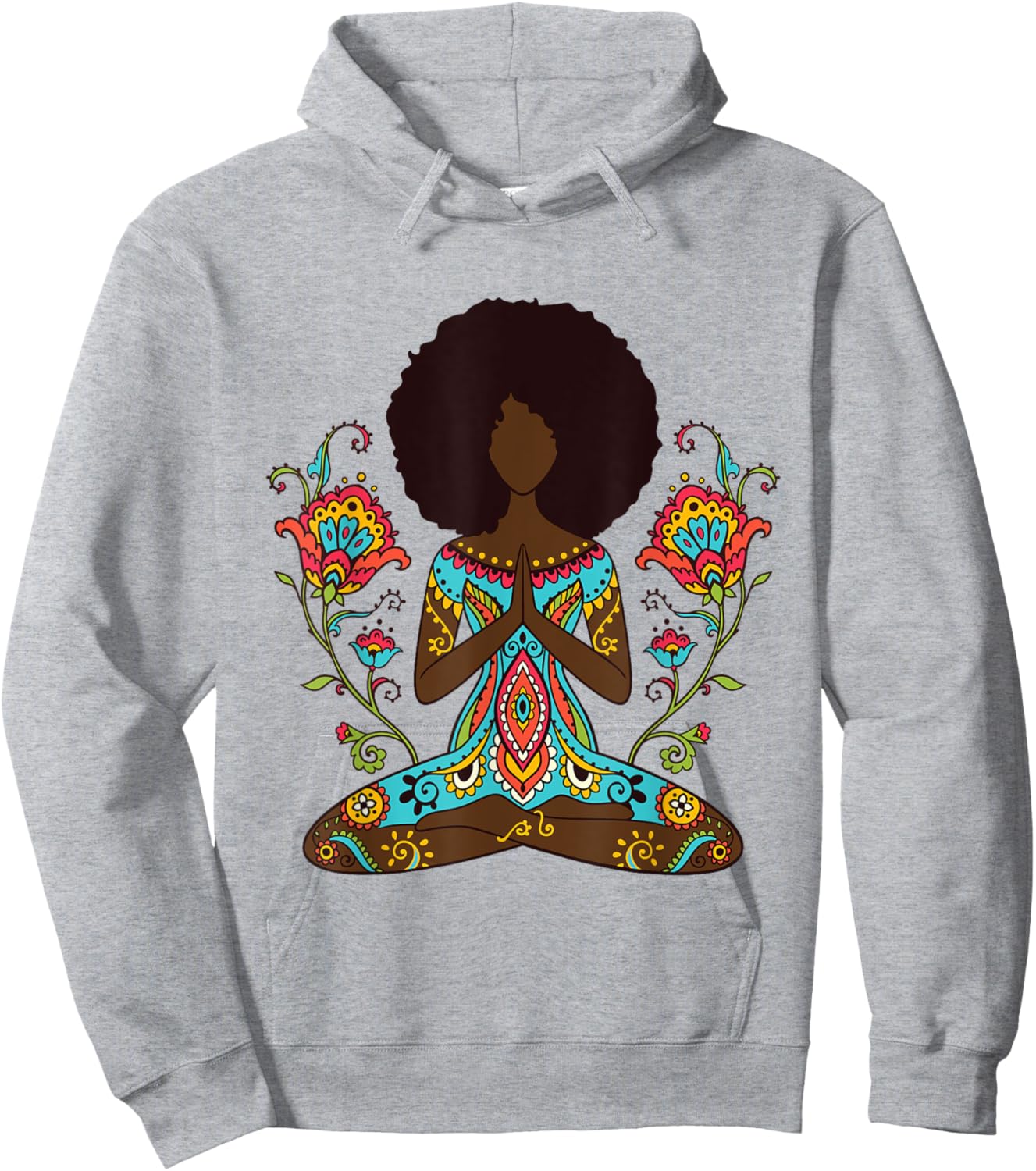 Afro Hair Black Girl Yoga Zen Mandala Meditation Hoodie - Hoodie | Ash