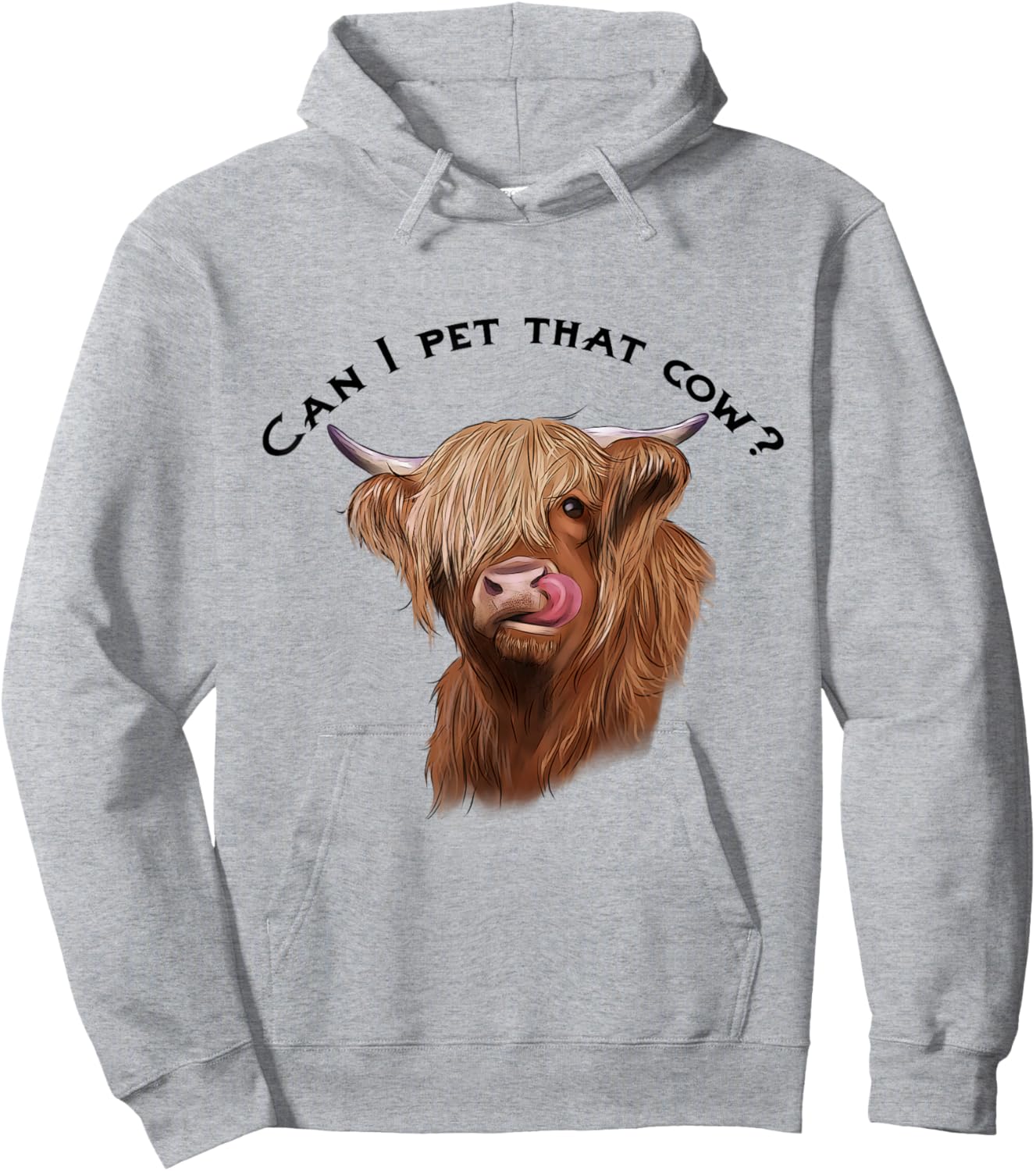 Can I Pet That Cow with Highland Cow Hoodie - Hoodie | Ash