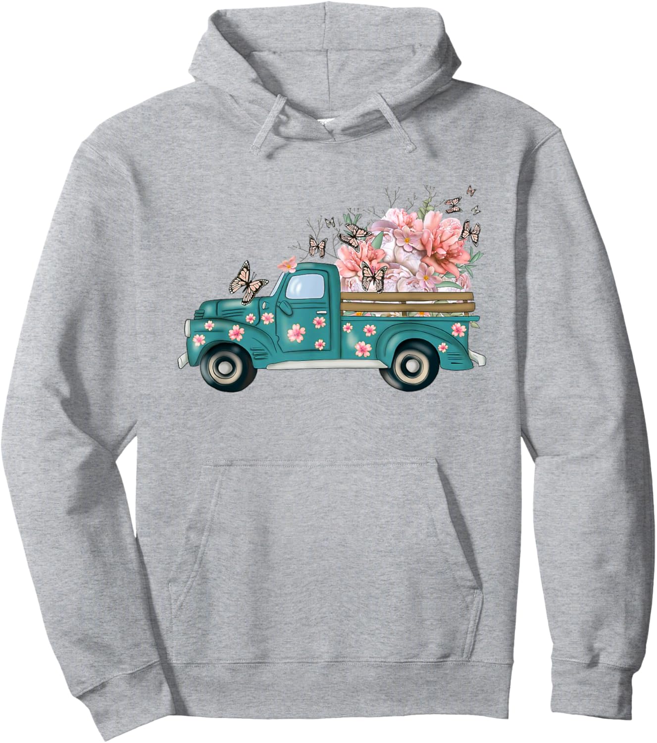 gJjV Spring Truck Cute Butterfly Floral Lover Hoodie - Hoodie | Ash