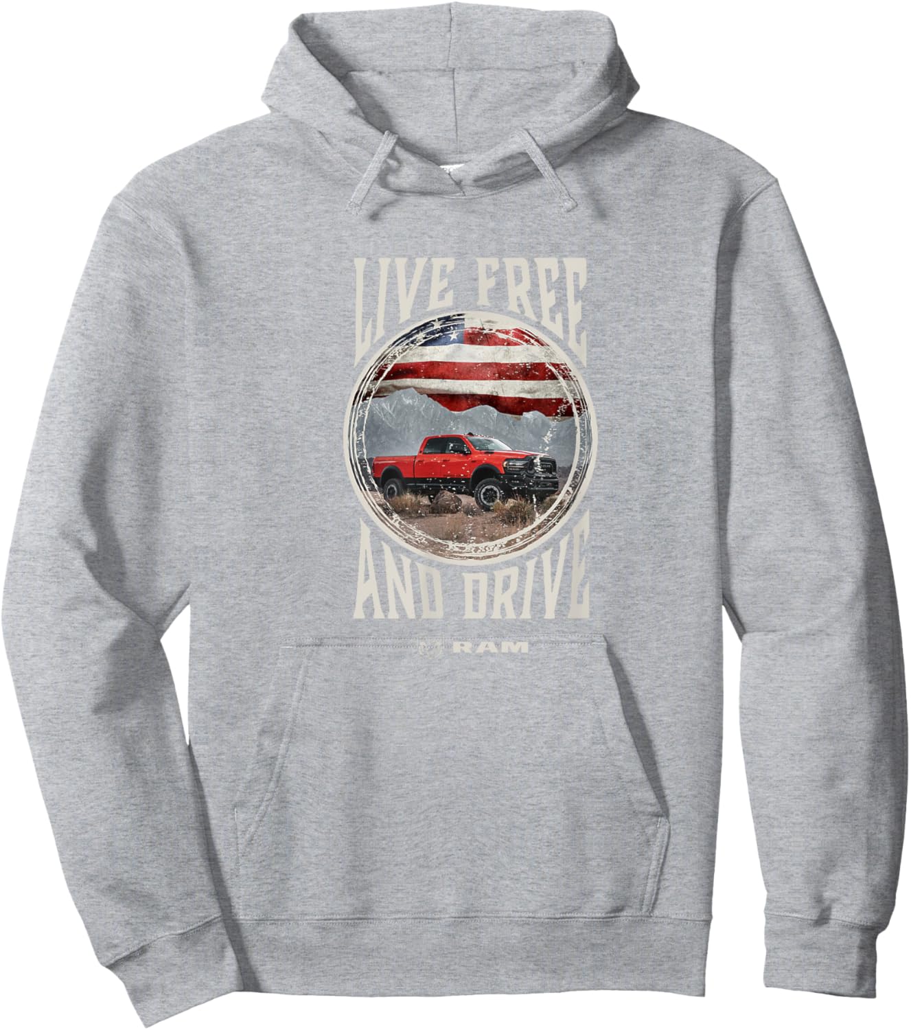 RAM Trucks Live Free and Drive Hoodie - Hoodie | Ash