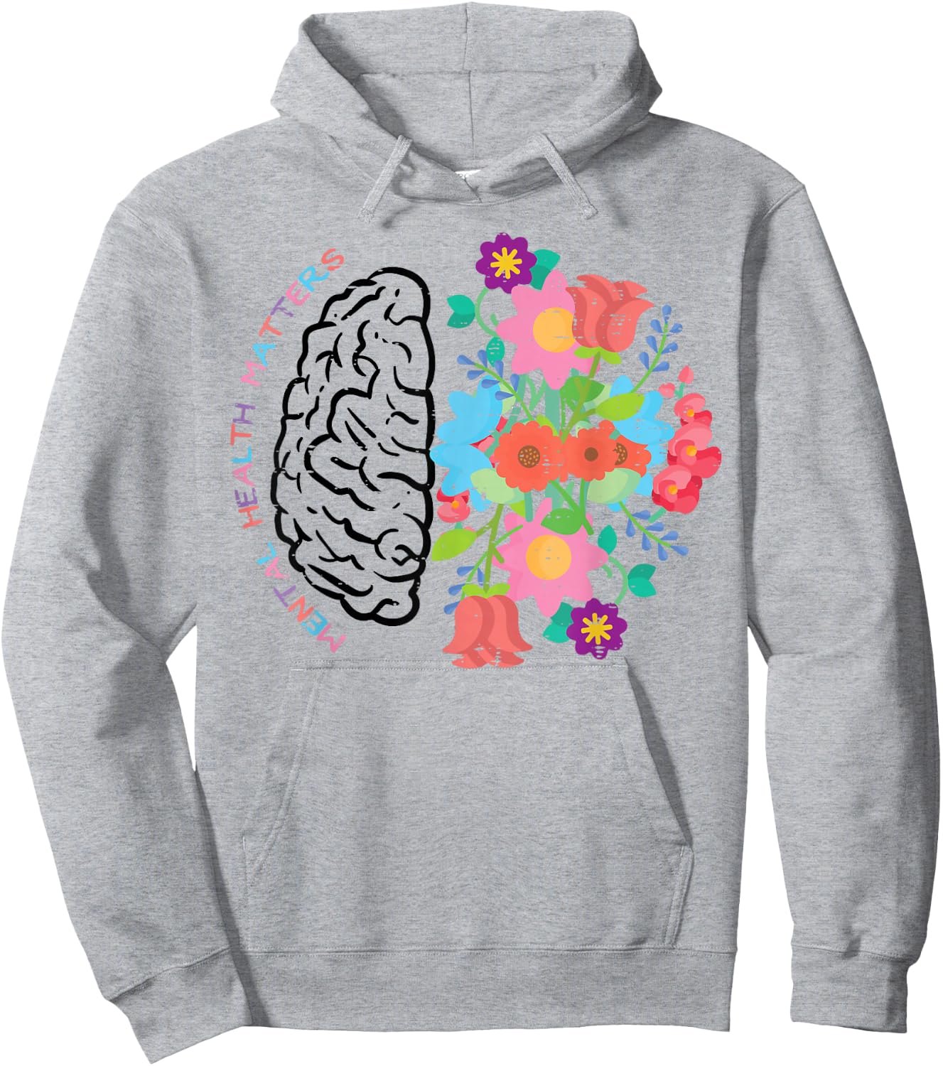 Mental Health Matters Brain Flowers Aware Psychologist Women Hoodie - Hoodie | Ash