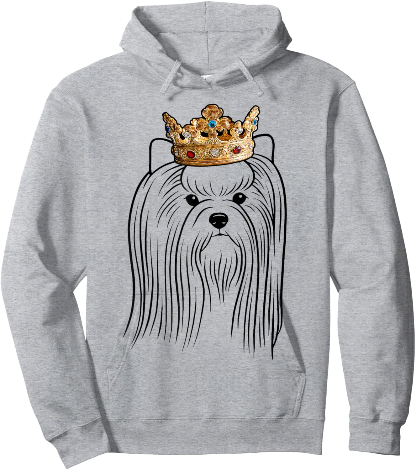 Biewer Terrier Dog Wearing Crown Men Women Girls Kids Hoodie - Hoodie | Ash