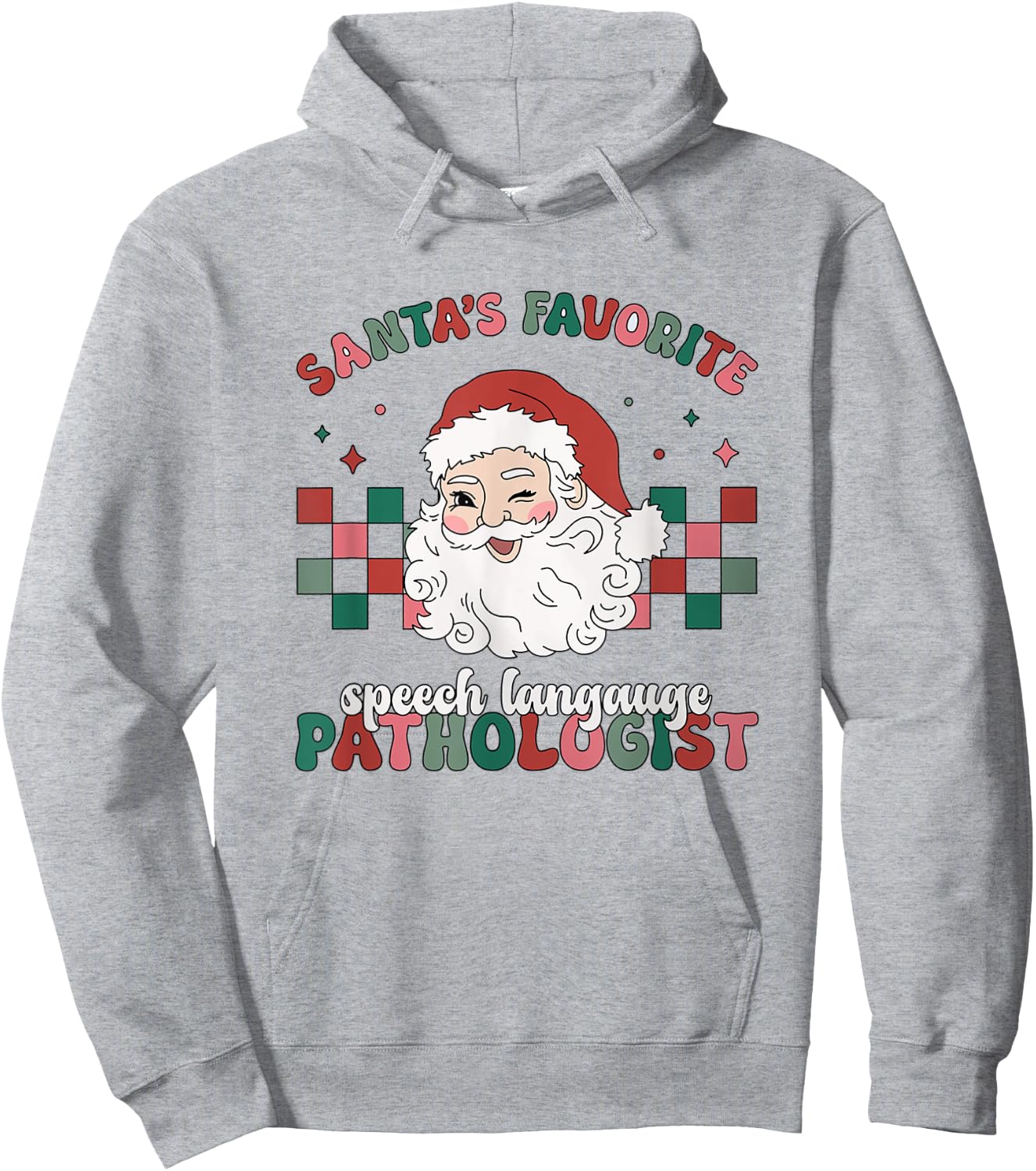 Retro Santa's Favorite Speech Language Christmas SLP Hoodie - Hoodie | Ash