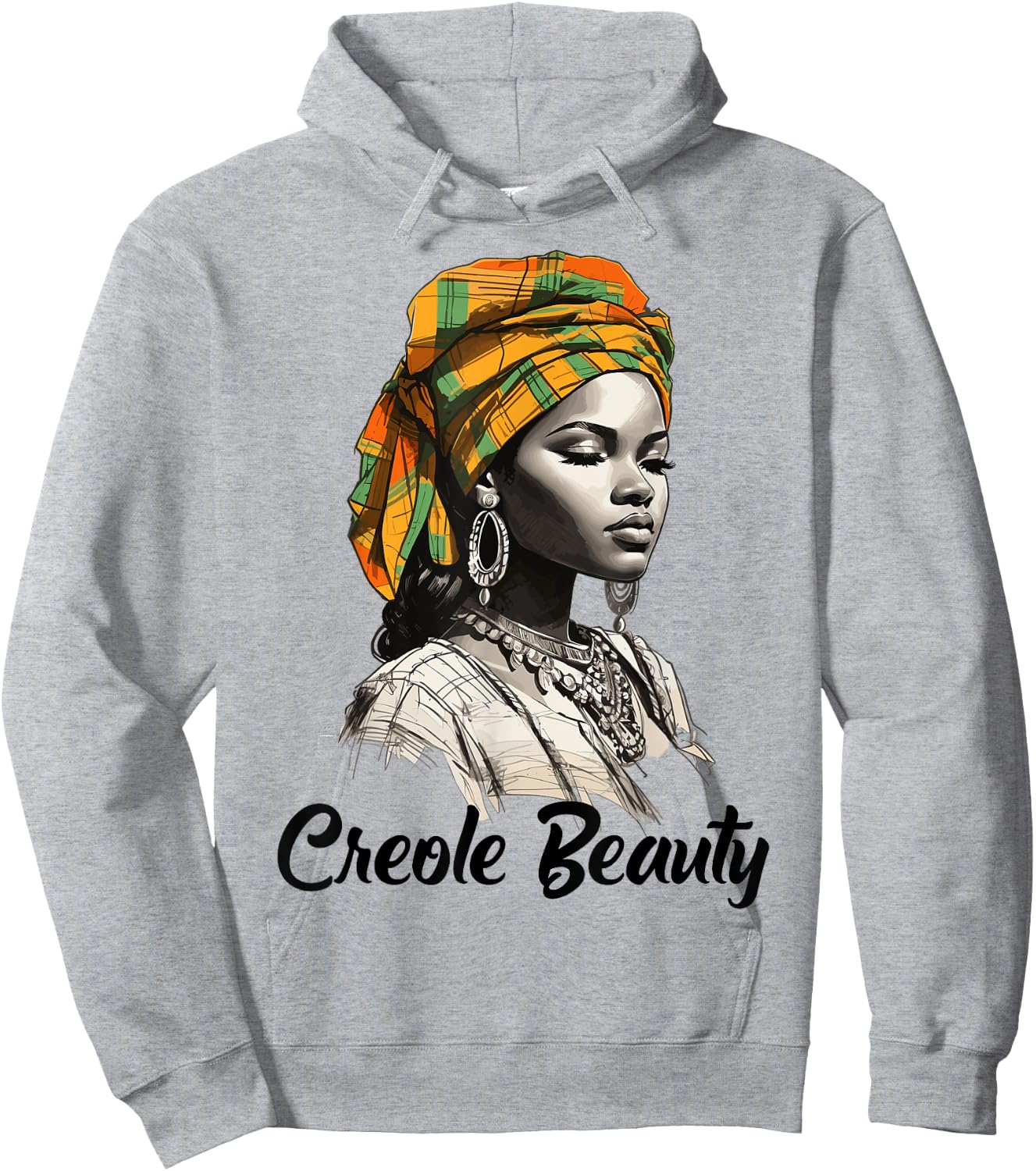 Creole Woman Jounen Kweyol Plaid St. Lucia, Dominica Women's Hoodie - Hoodie | Ash