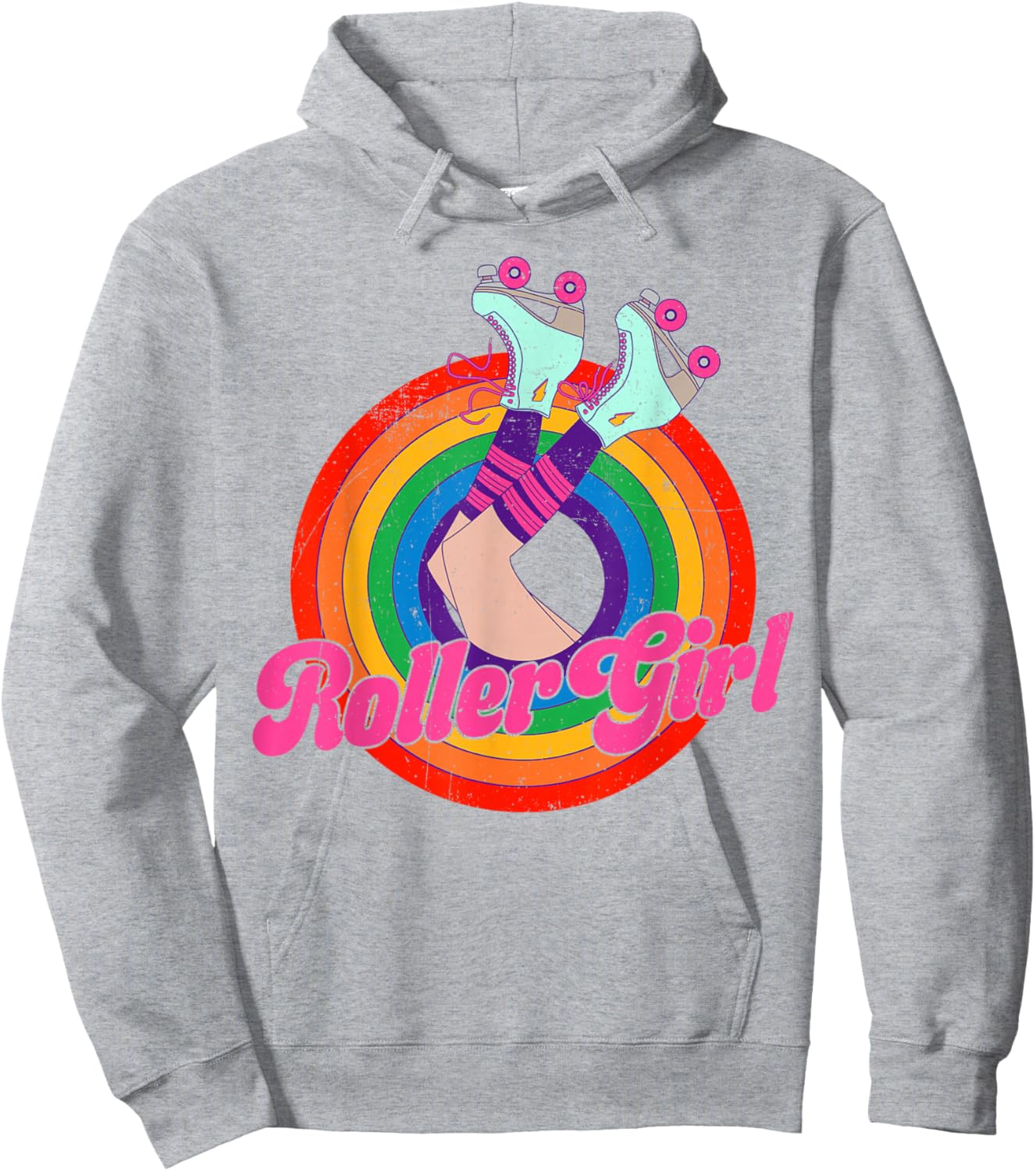 Roller Girl Skating Retro Vintage 70s 80s Skates Hoodie - Hoodie | Ash