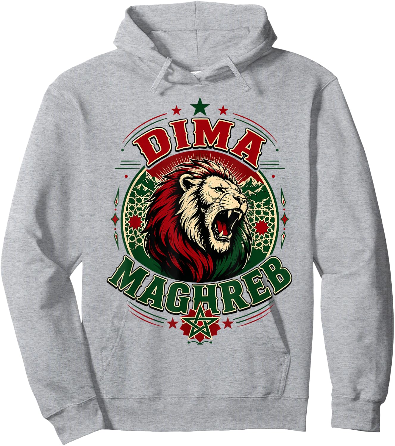 Maghreb Morocco Lion Graphic Patriotic Moroccan Hoodie - Hoodie | Ash