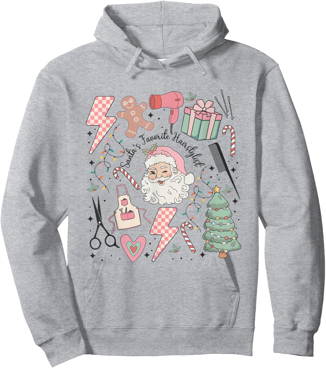 Retro Christmas Hairstylist Santas Favorite Hair Stylist Hoodie - Hoodie | Ash