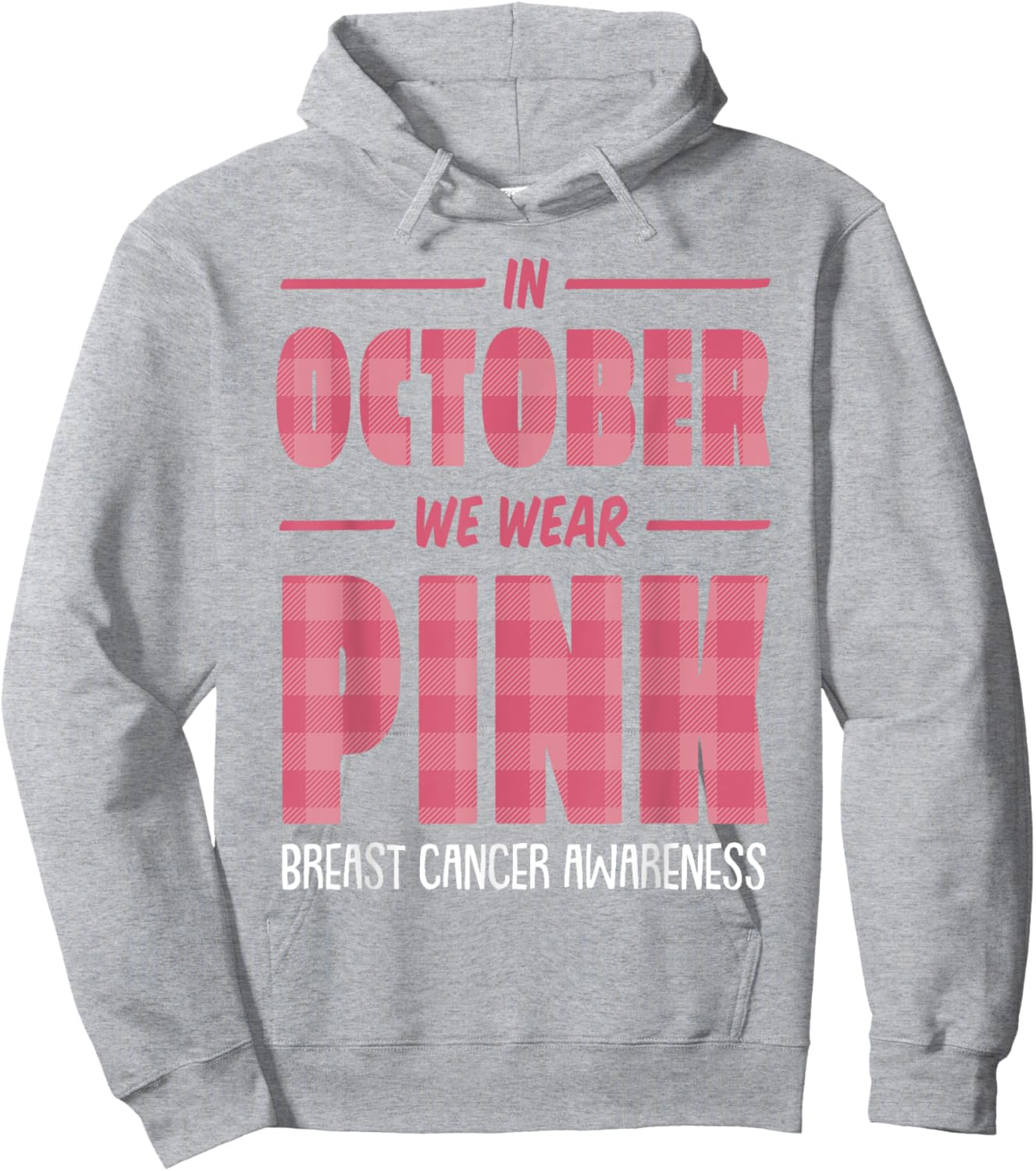 In October We Wear Pink Breast Cancer Awareness Pink Ribbon Hoodie - Hoodie | Ash