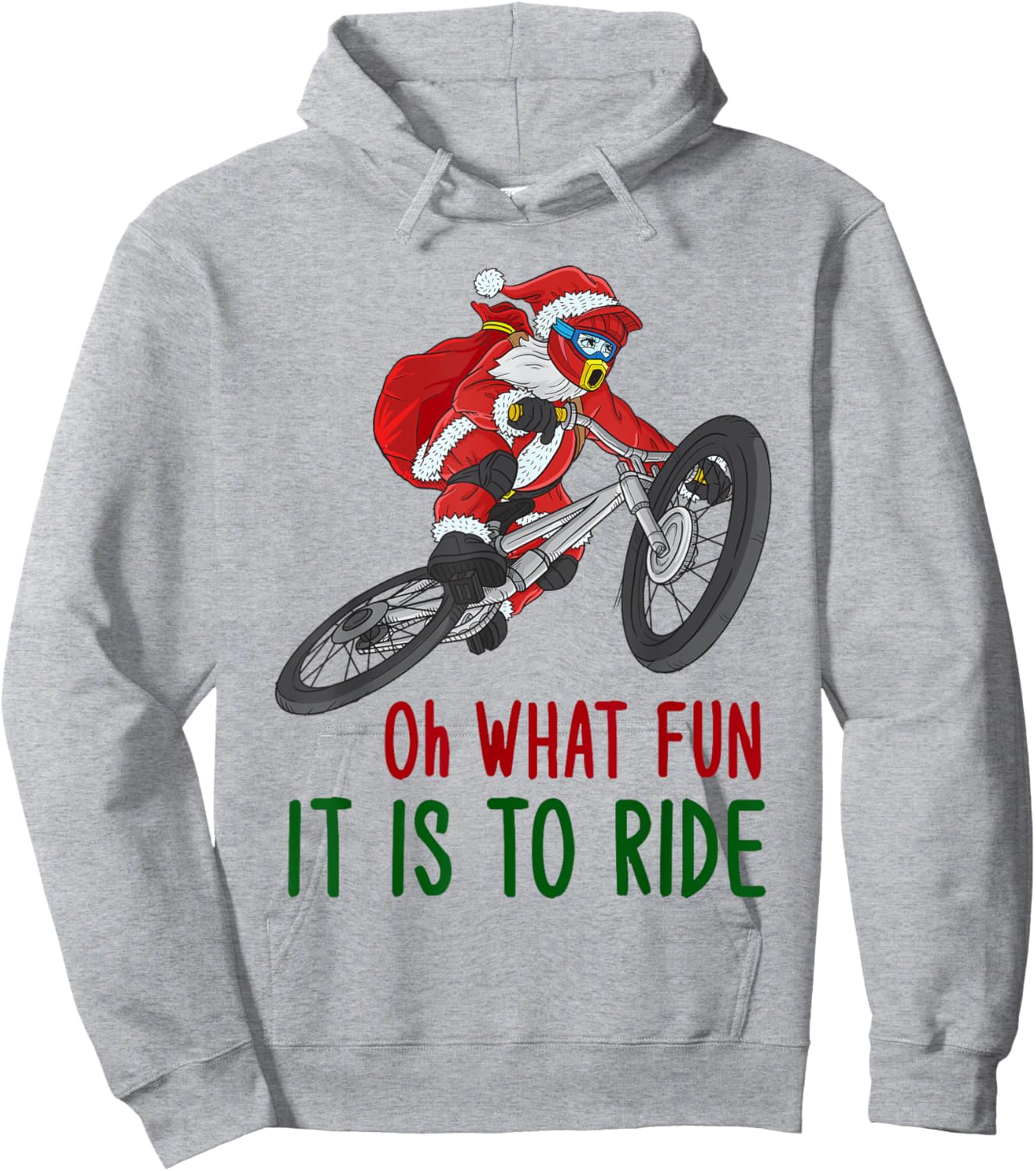 Oh What Fun It Is To Ride Mountain Bike Santa MTB Christmas Hoodie - Hoodie | Ash