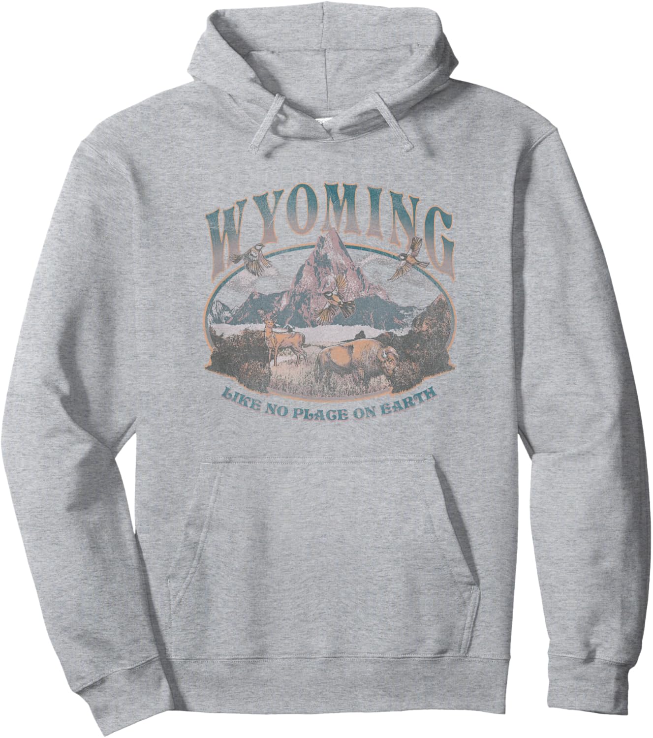 Earth Day Wyoming Like No Place On Earth Mountain Scene Hoodie - Hoodie | Ash