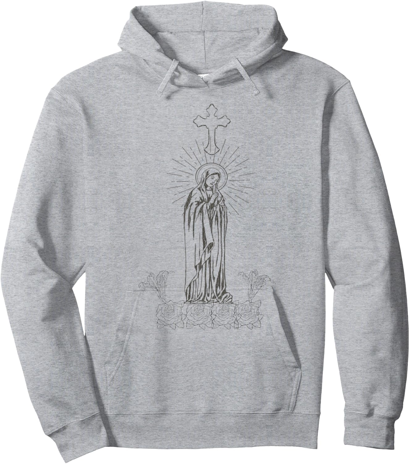 Vintage Mother Of God Virgin Mary Hoodie - Hoodie | Ash
