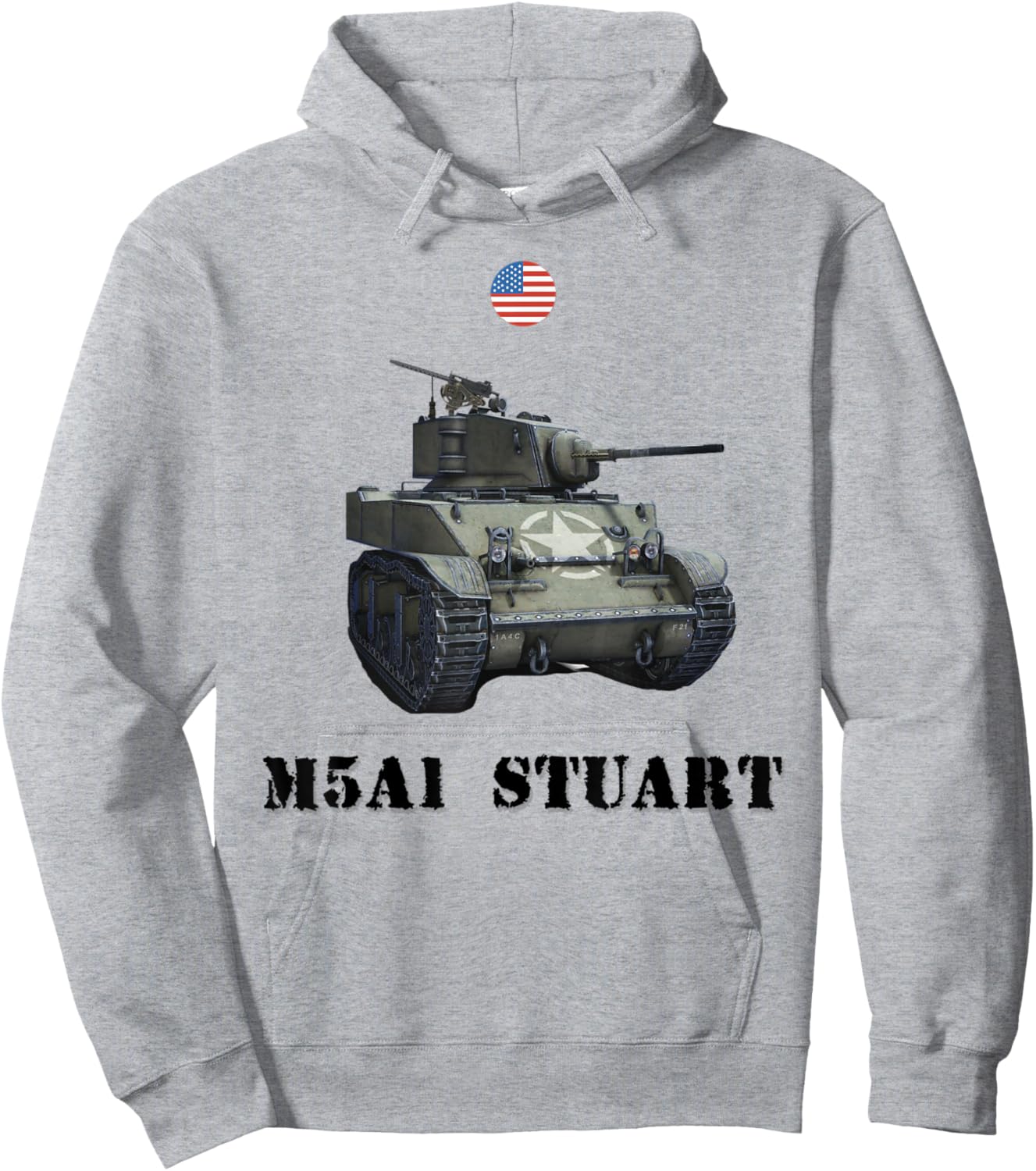 M5A1 Stuart, USA Light Tank WW2 Military Machinery Hoodie - Hoodie | Ash