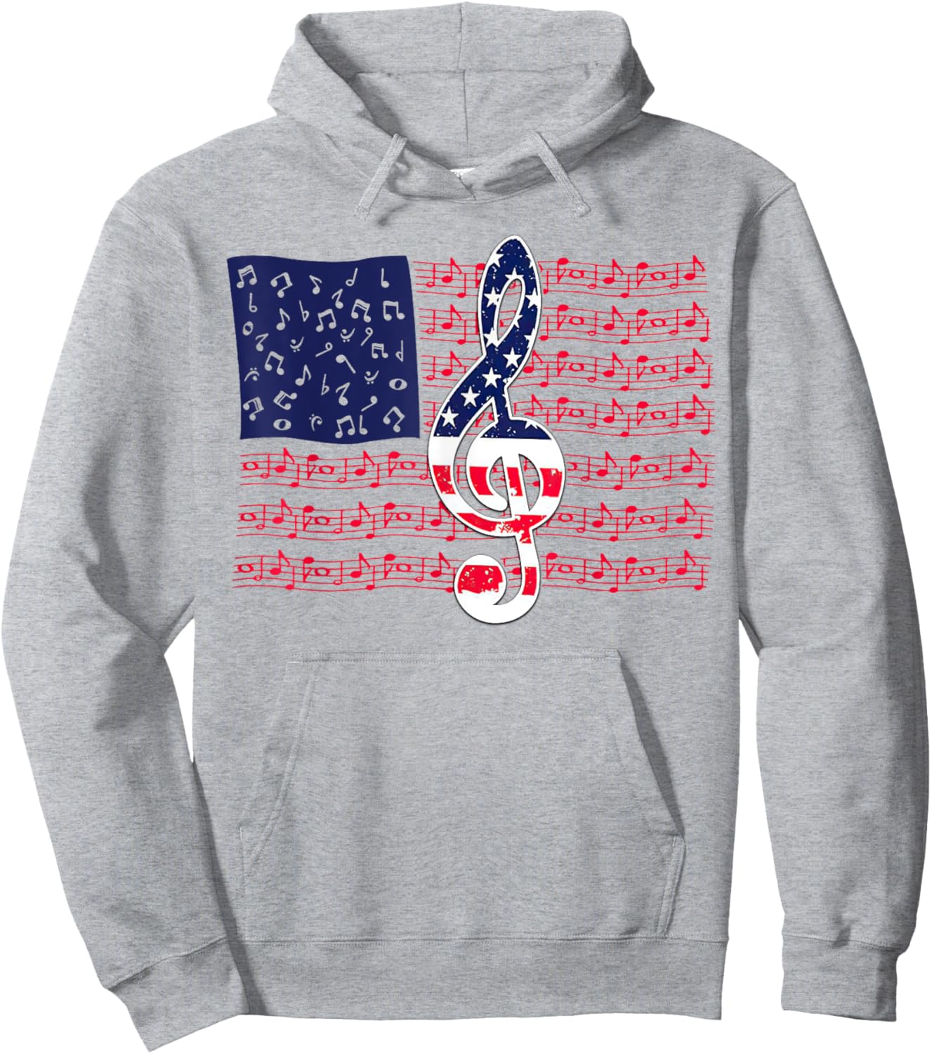 Music Note American Flag 4th of July Peace Hoodie - Hoodie | Ash