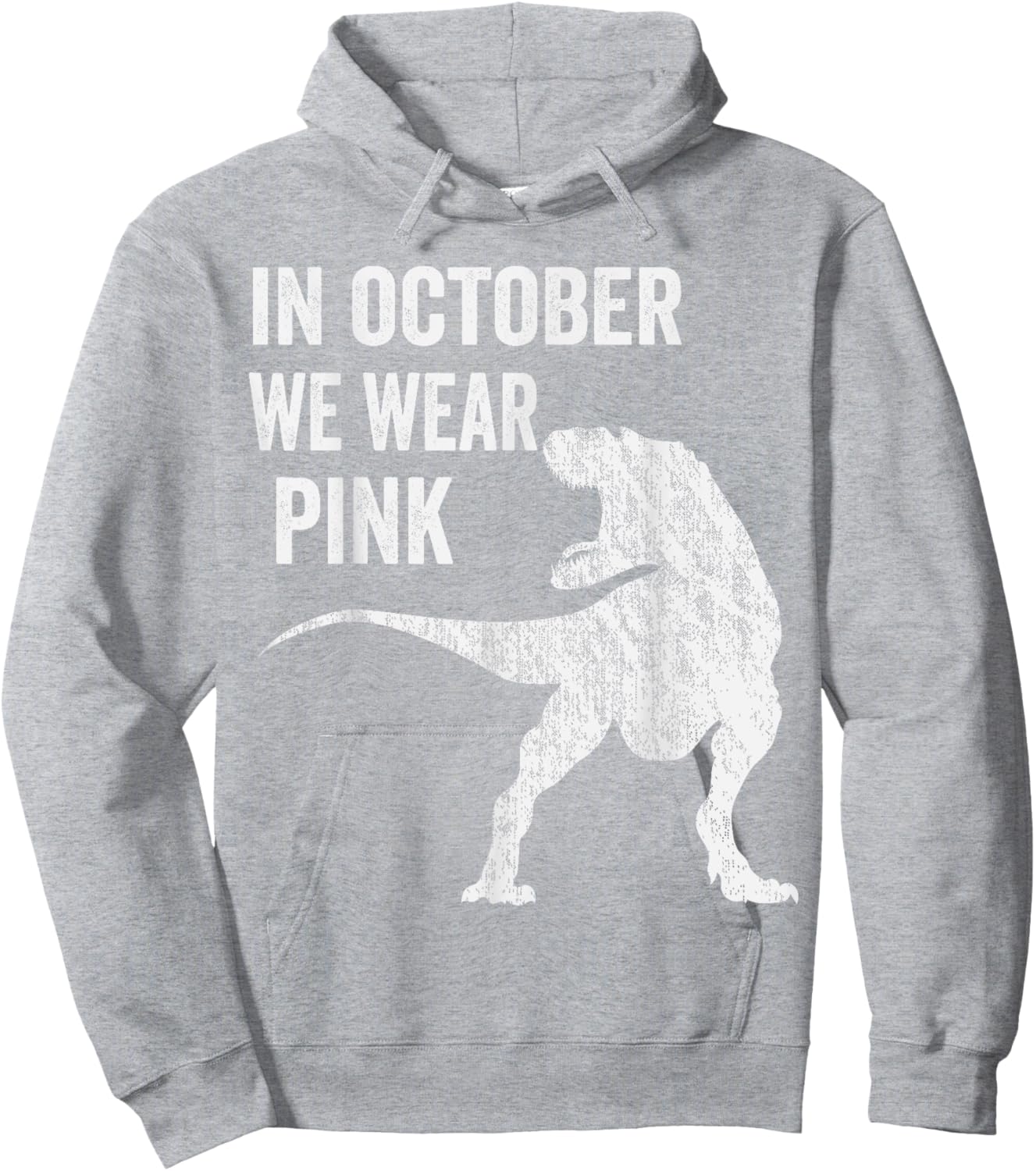 In October We Wear Pink Dinosaur Trex Breast Cancer Kids Hoodie - Hoodie | Ash