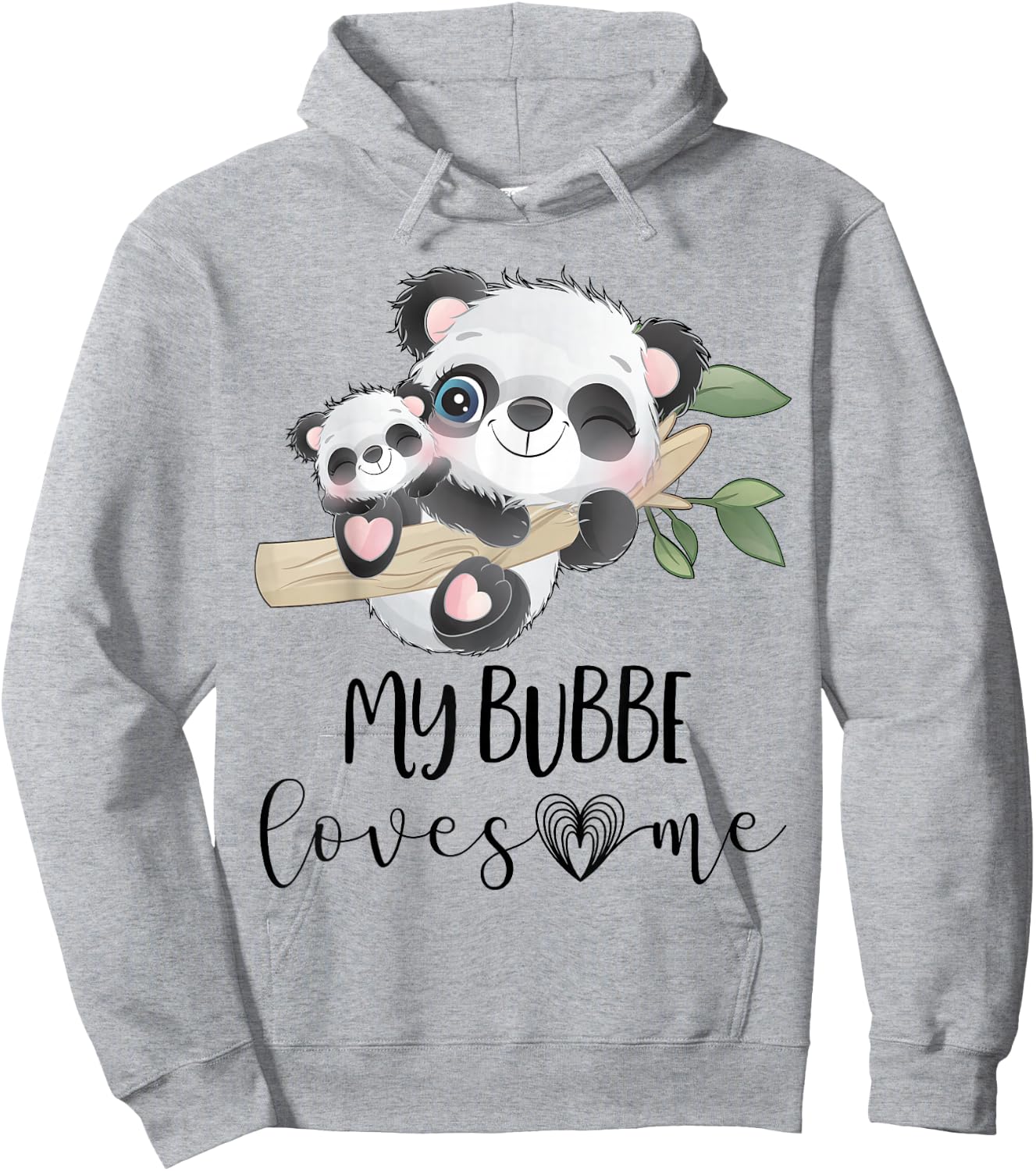 My Bubbe Loves Me Granddaughter or Grandson Gift Cute Panda Hoodie - Hoodie | Ash