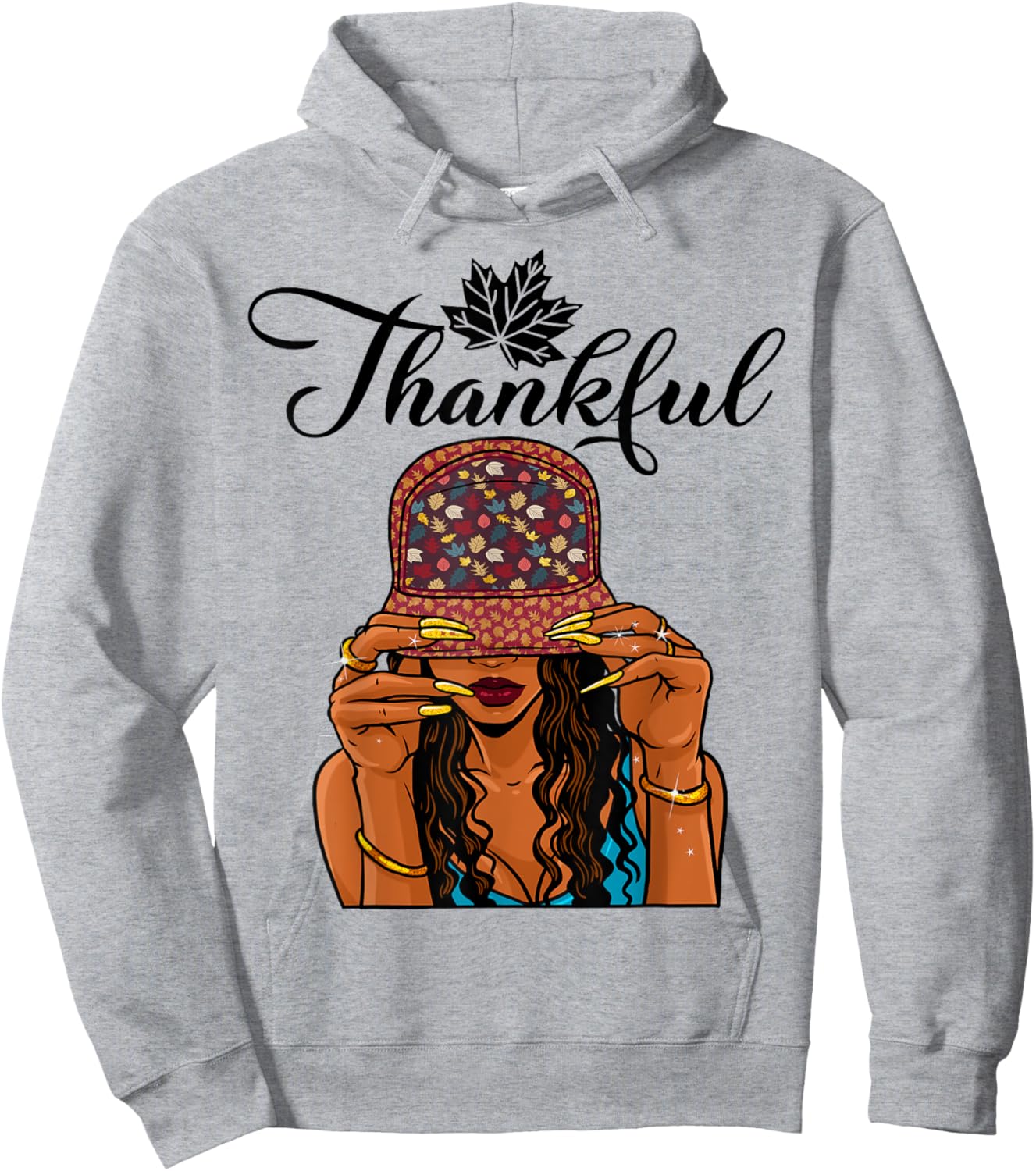 Thanksgiving Afro African American Thankful Autumn Fall Hoodie - Hoodie | Ash