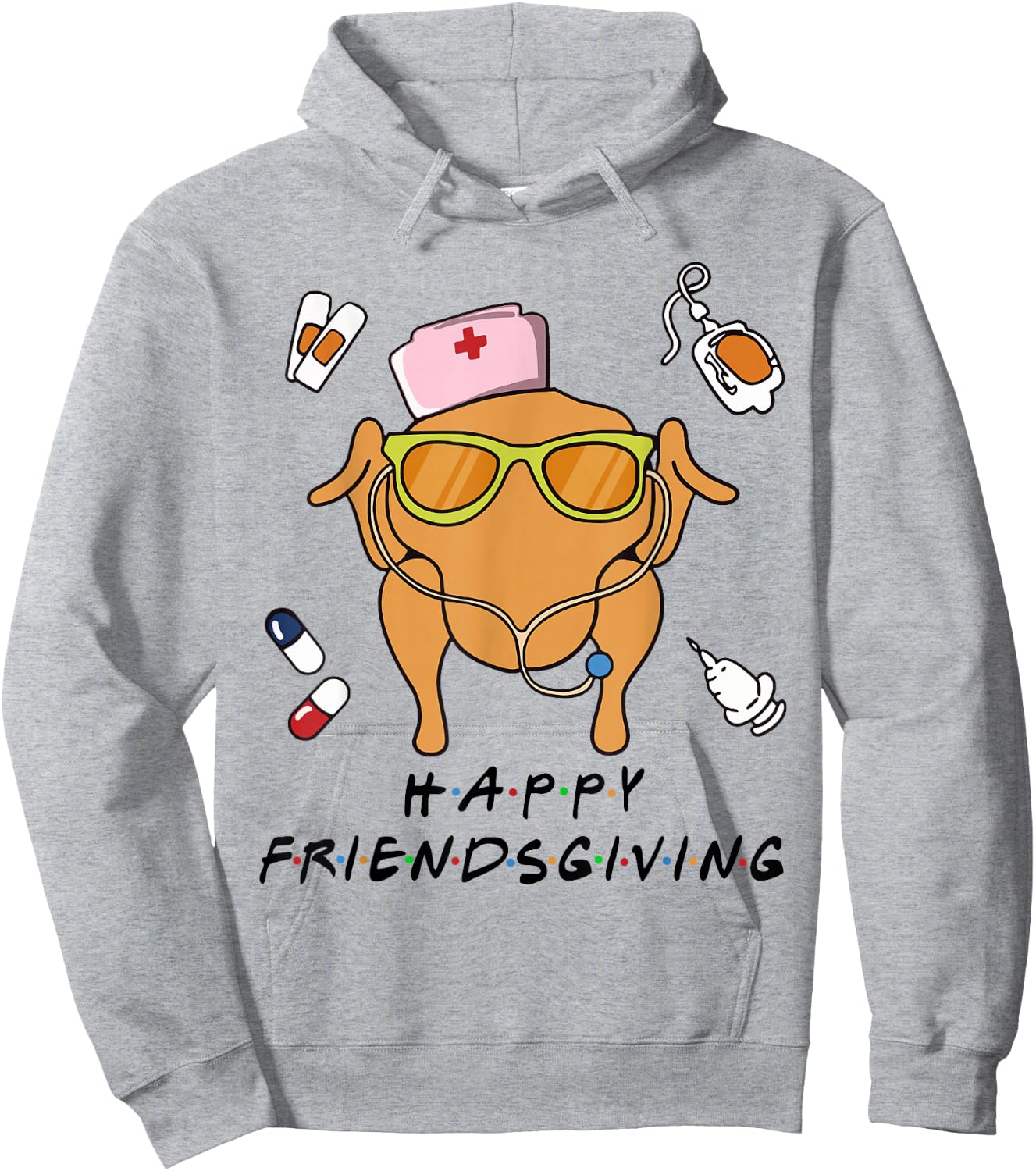 Funny Turkey Nurse Happy Thanksgiving Fall Autumn Nurse Life Hoodie - Hoodie | Ash
