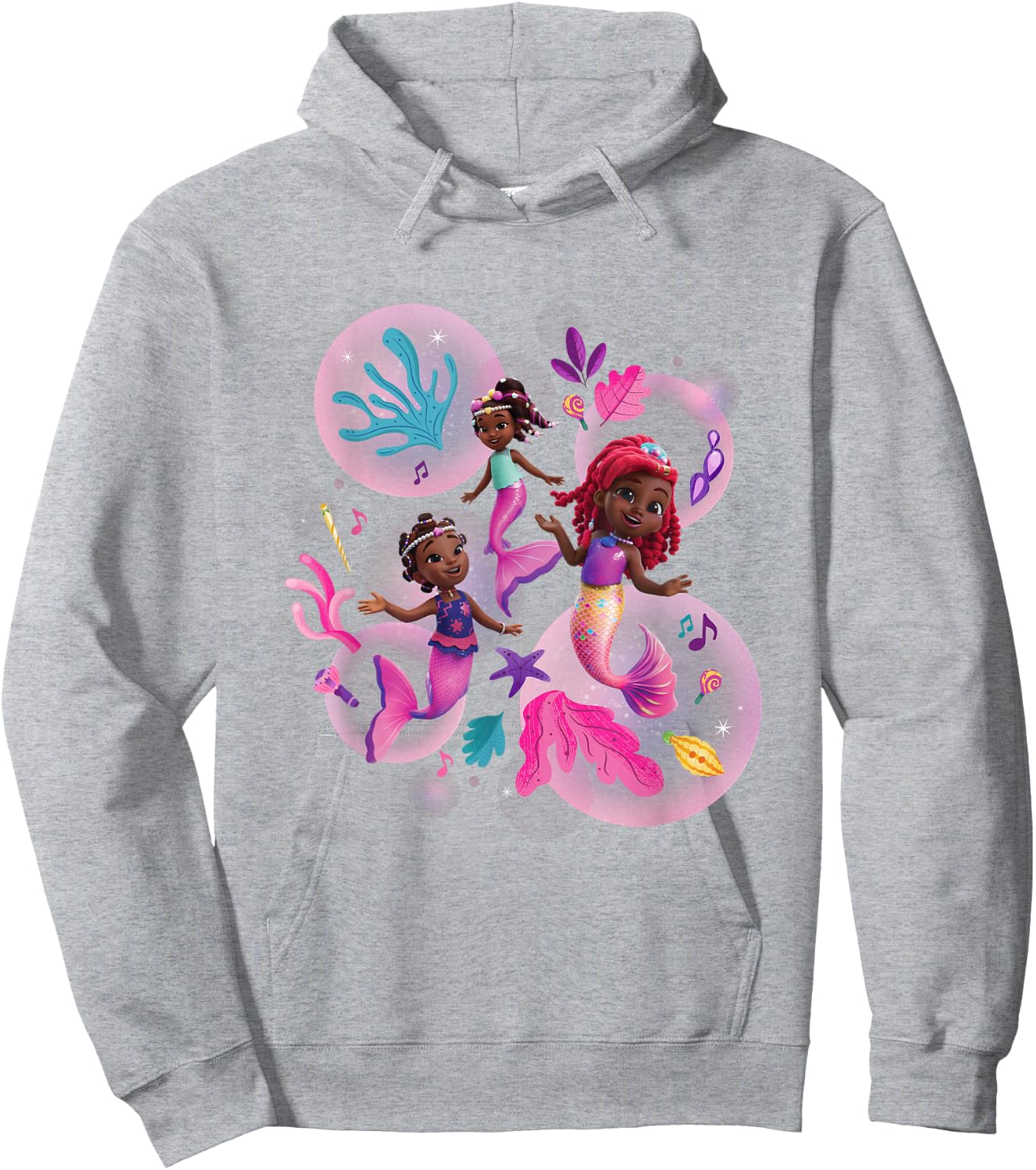 Disney Junior's Ariel Best Friends Mermaids Big Chest Logo Hoodie - Hoodie | Ash